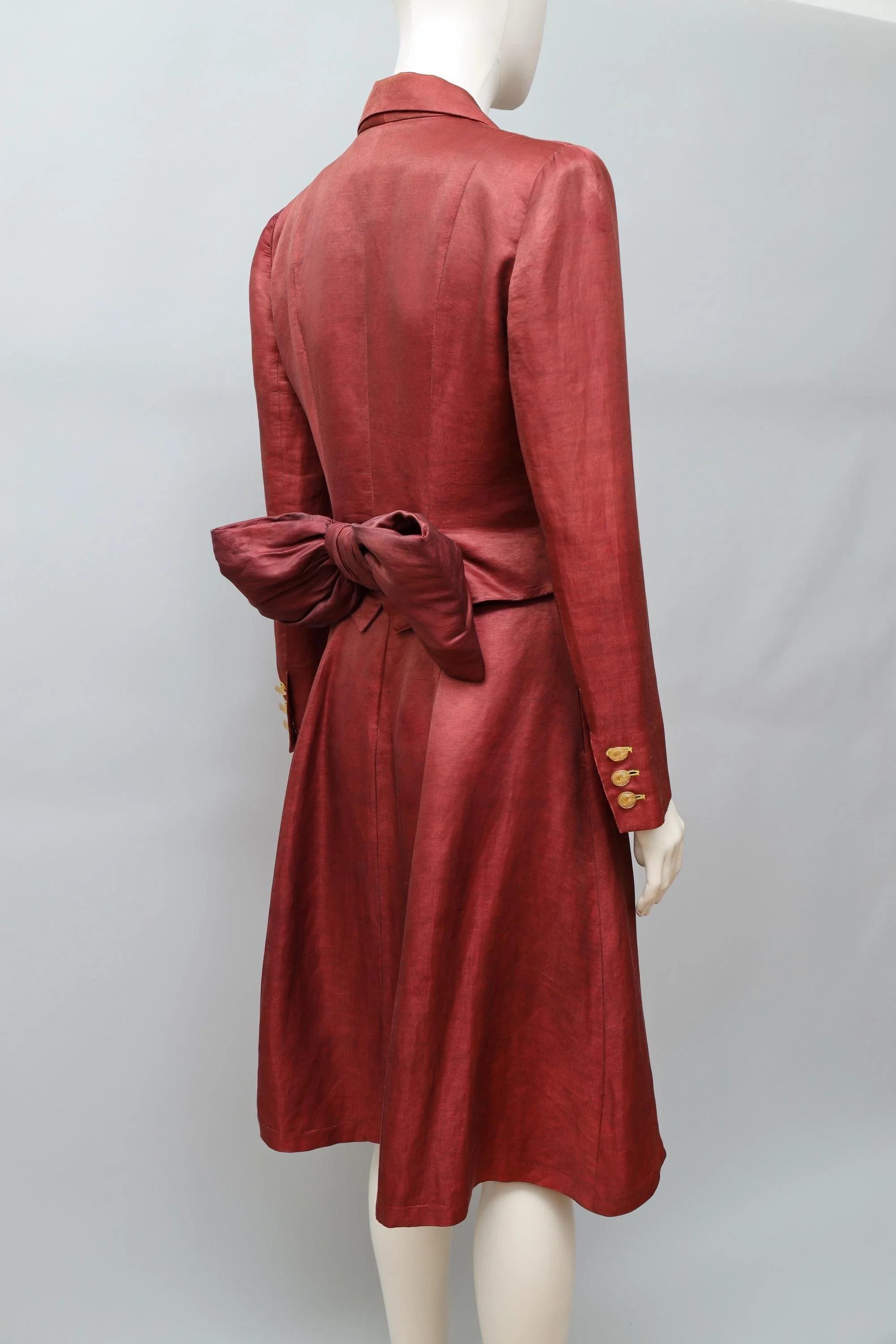 late 1980s Chantal Thomass garnet red silk linen ensemble