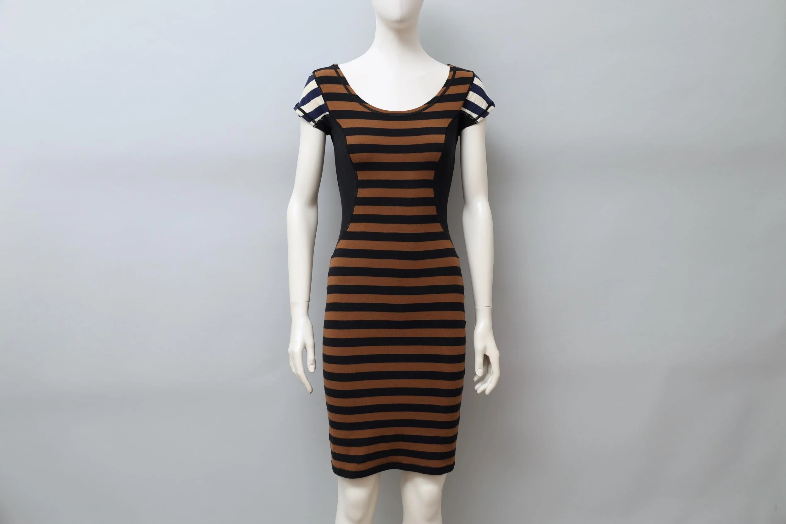 S/S 1990 Junior Gaultier striped cap sleeve bodycon dress
