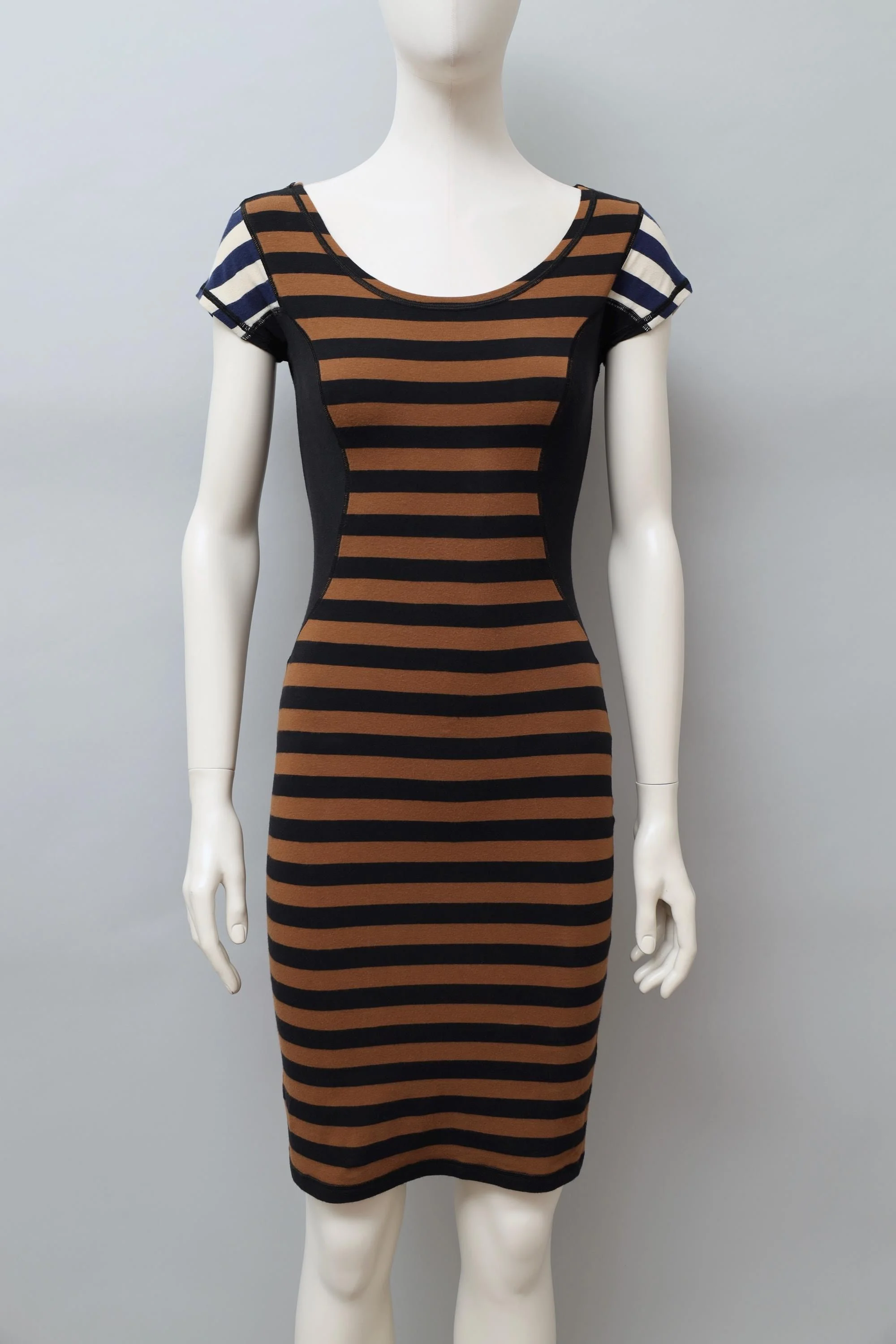 S/S 1990 Junior Gaultier striped cap sleeve bodycon dress