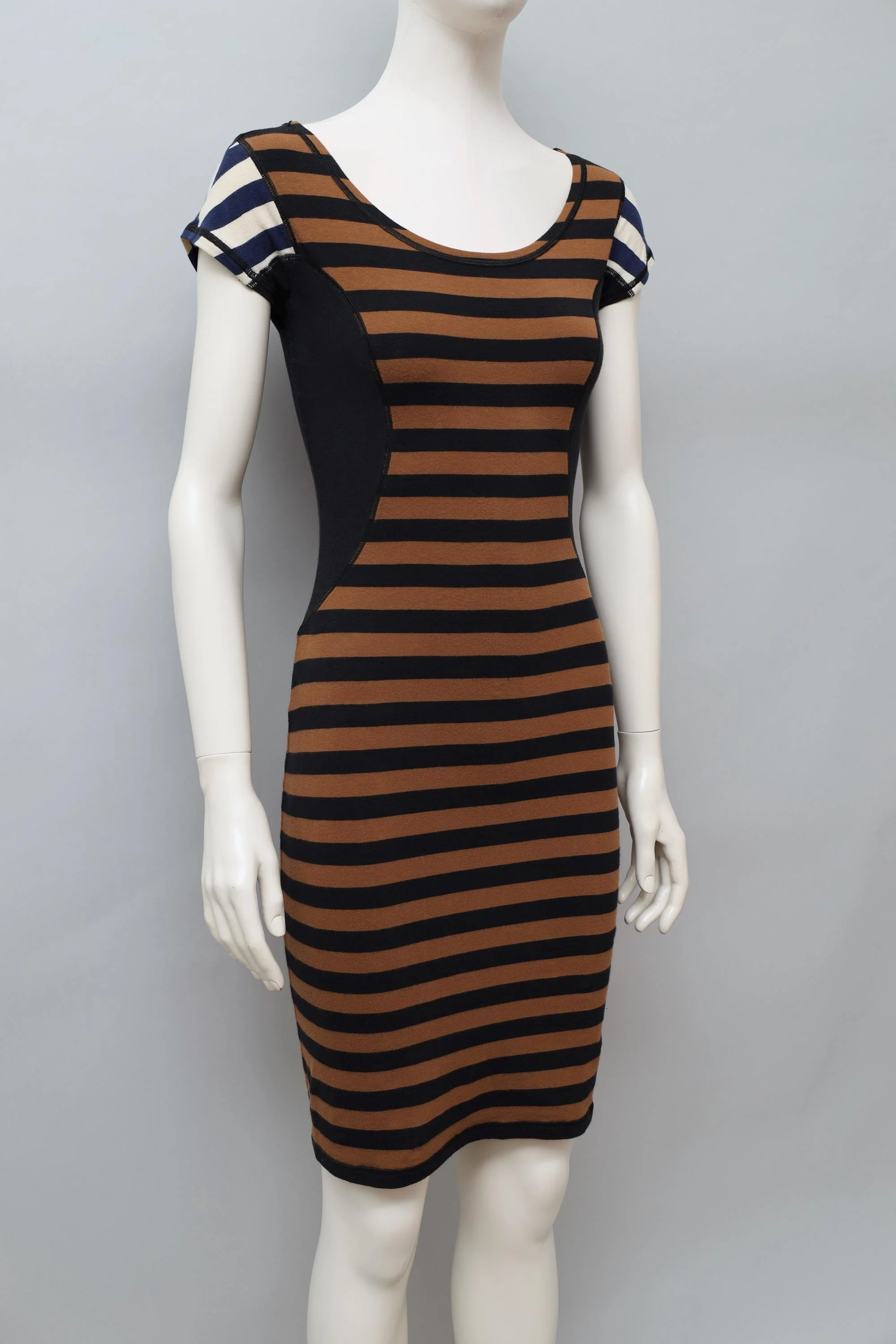 S/S 1990 Junior Gaultier striped cap sleeve bodycon dress