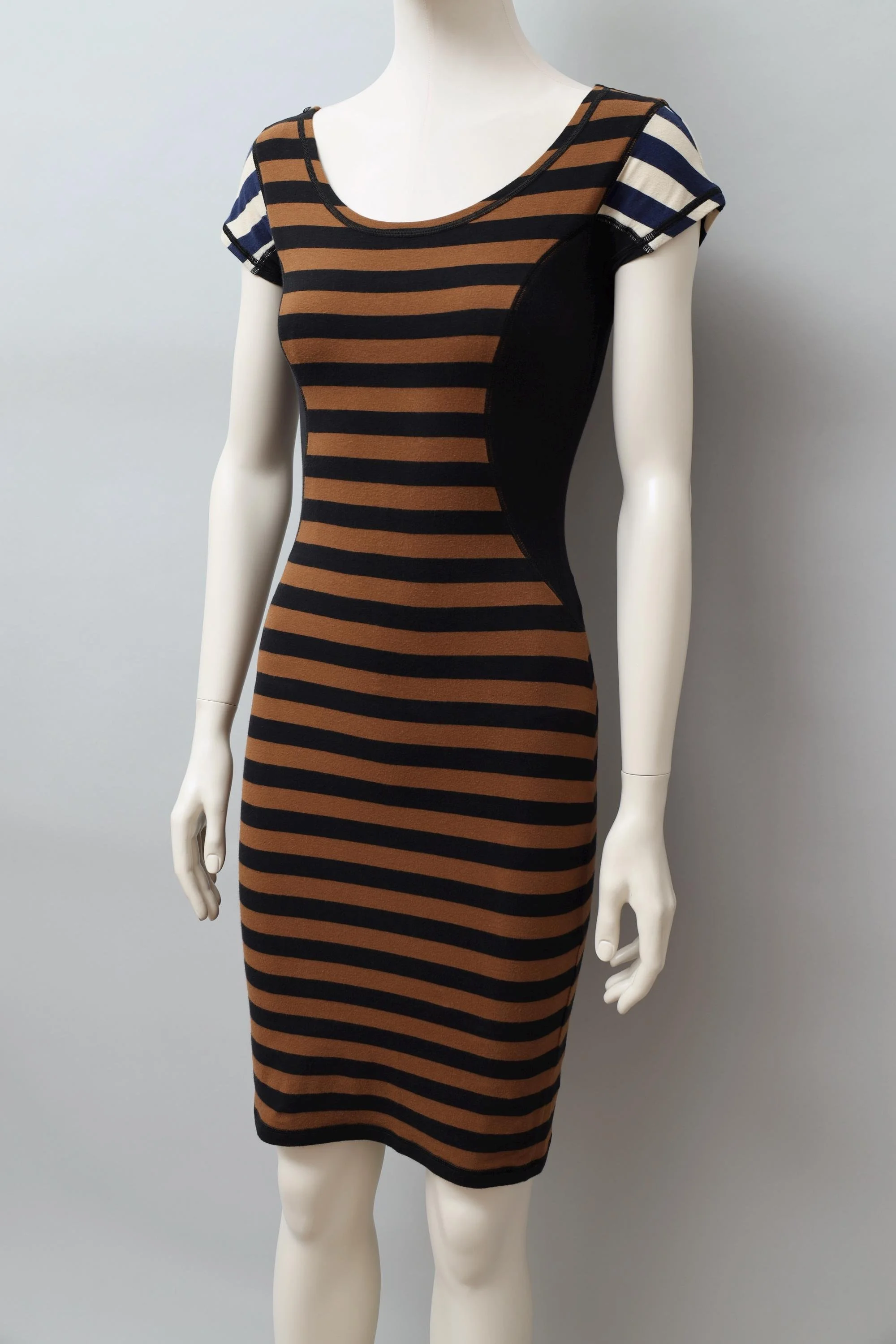 S/S 1990 Junior Gaultier striped cap sleeve bodycon dress