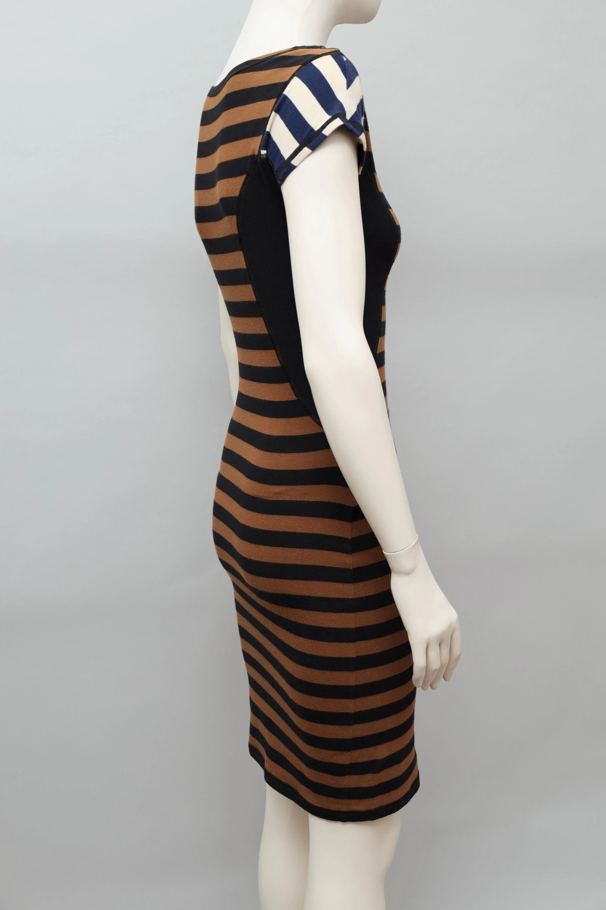 S/S 1990 Junior Gaultier striped cap sleeve bodycon dress