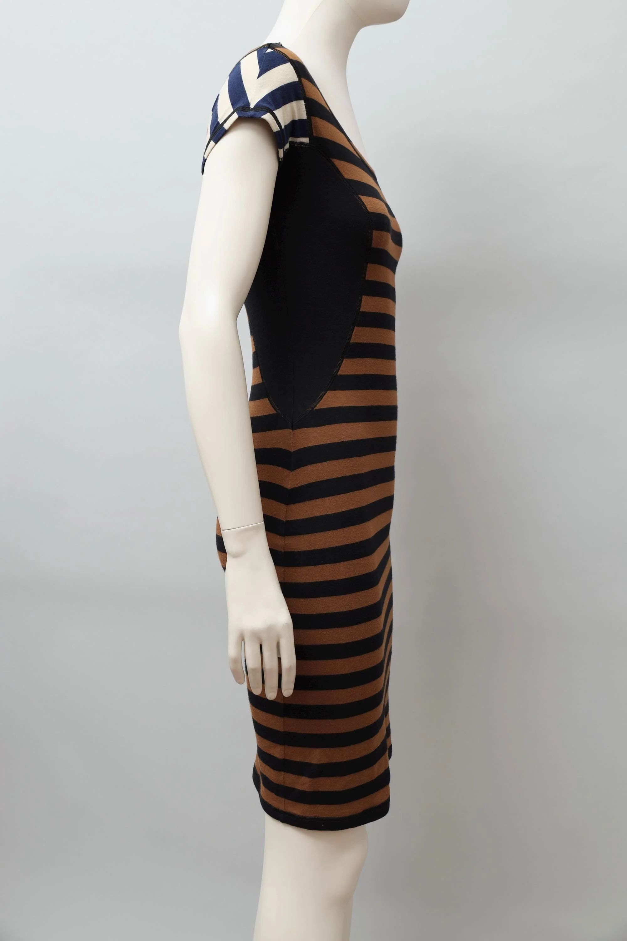 S/S 1990 Junior Gaultier striped cap sleeve bodycon dress
