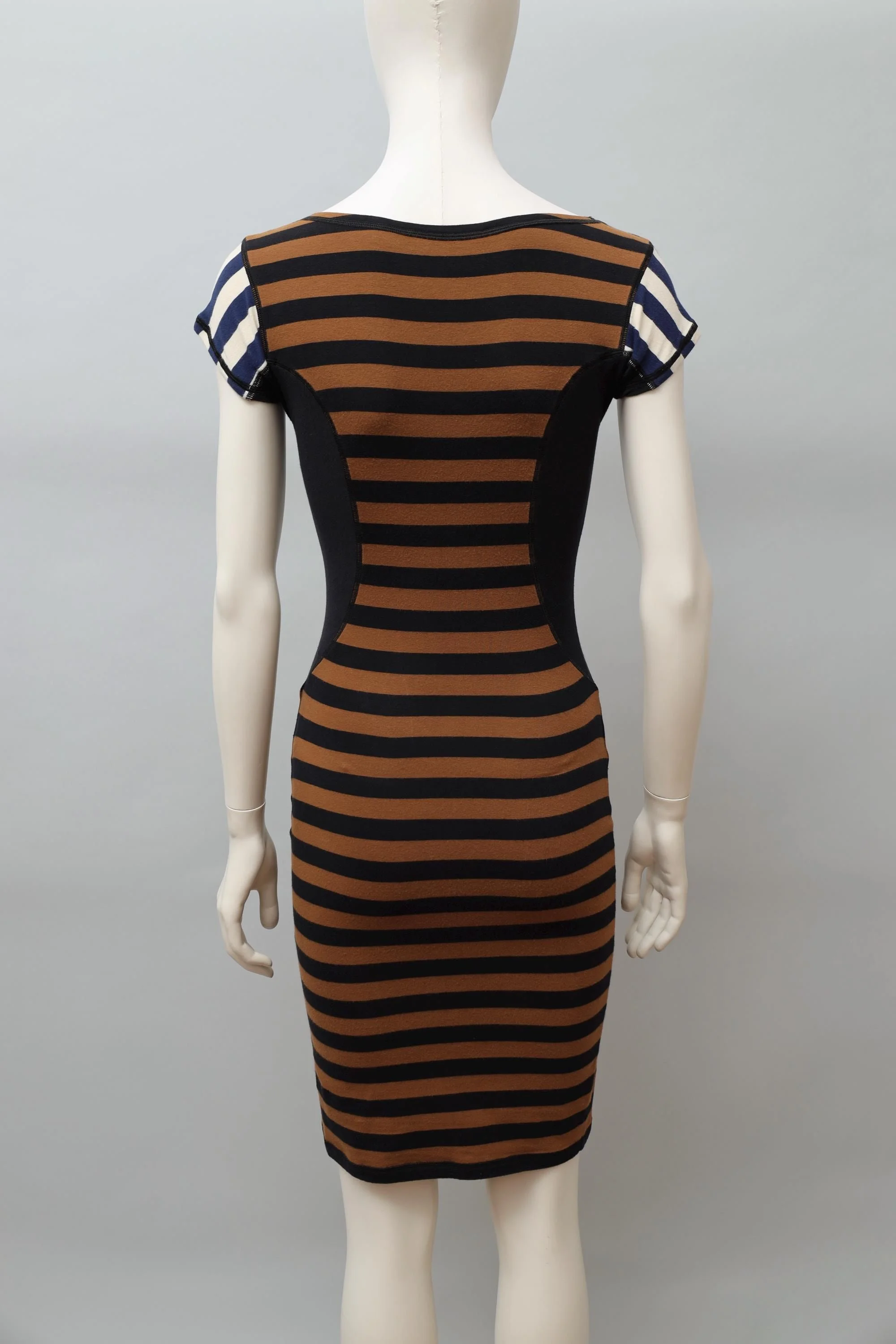 S/S 1990 Junior Gaultier striped cap sleeve bodycon dress