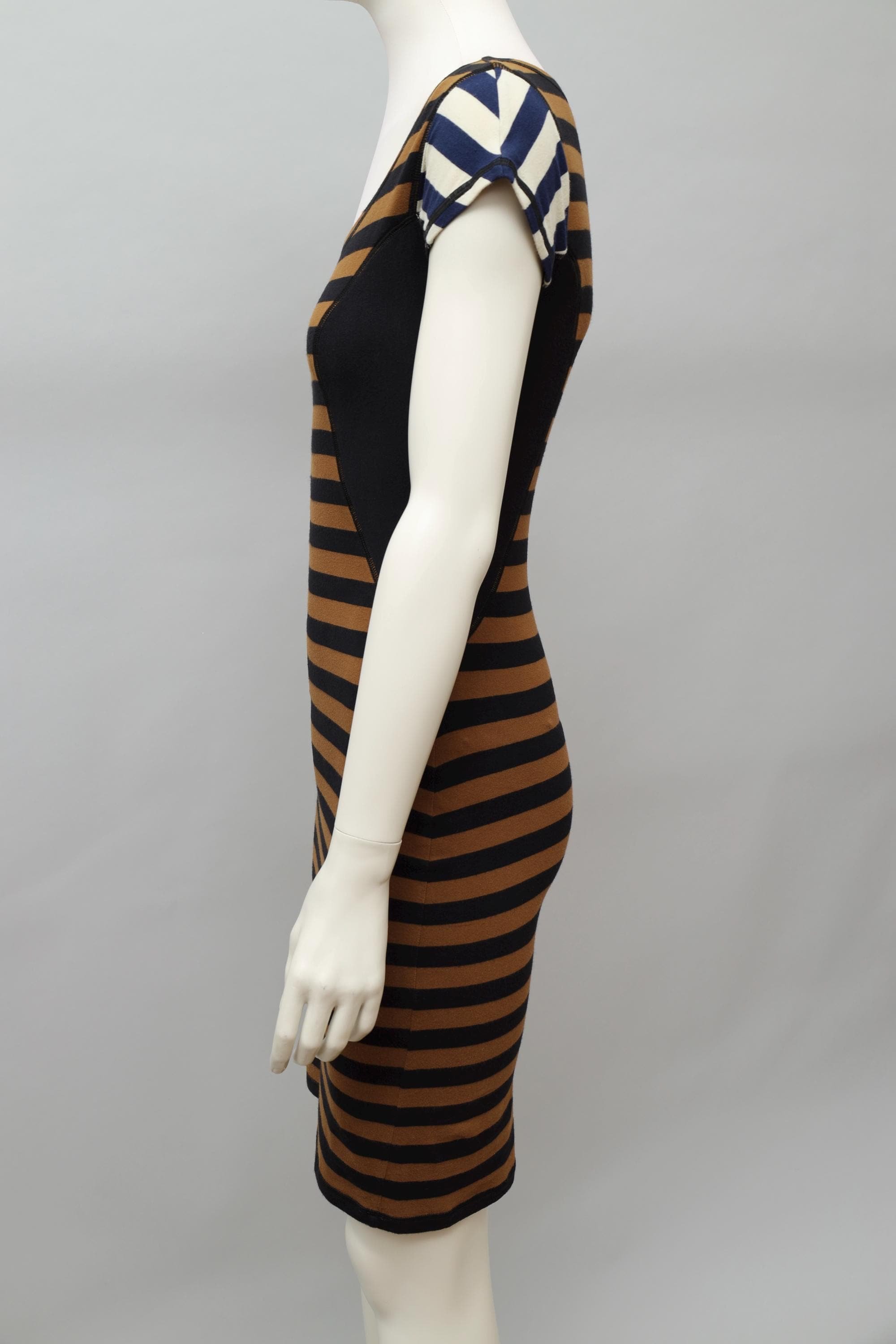 S/S 1990 Junior Gaultier striped cap sleeve bodycon dress