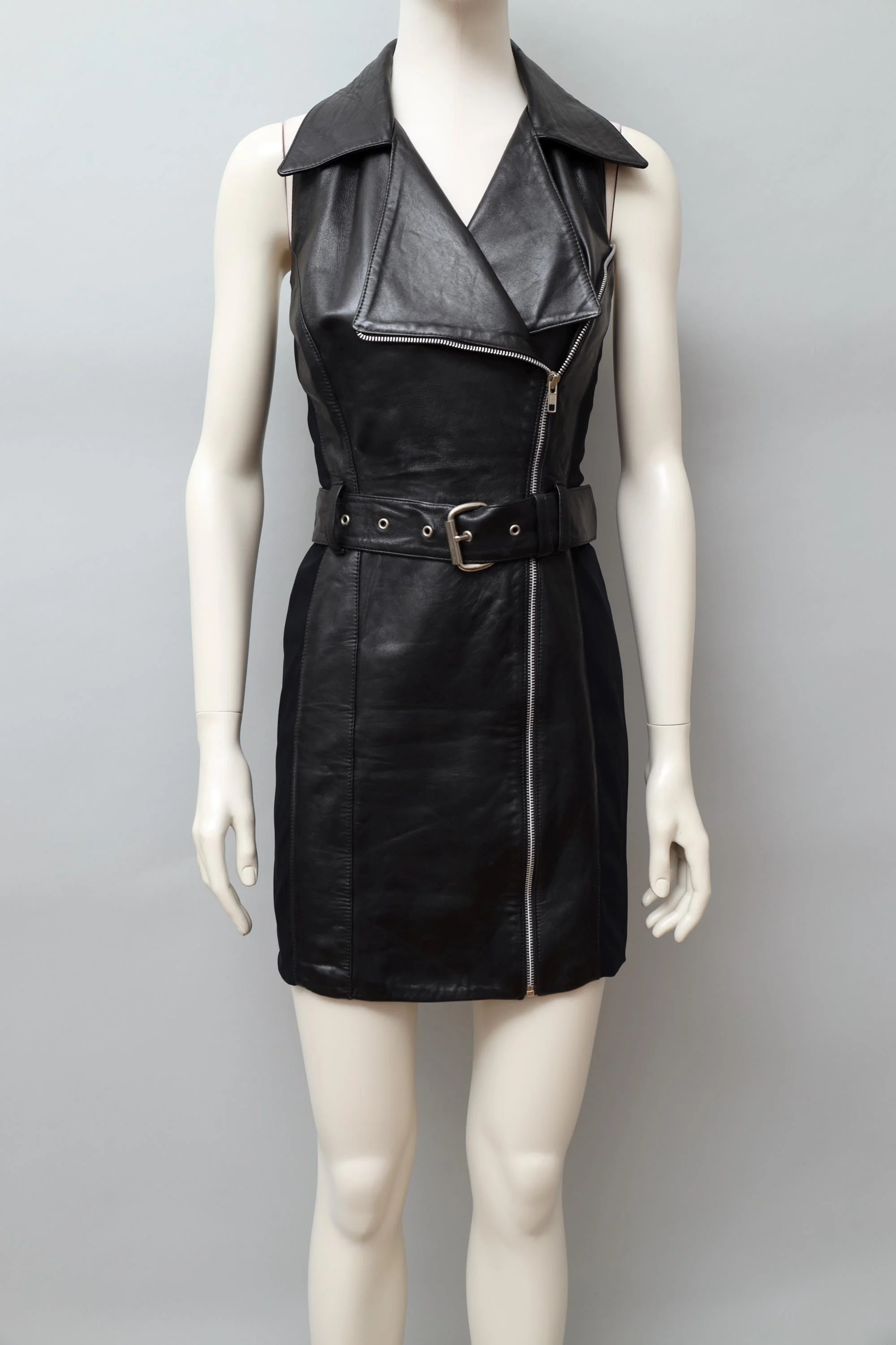 1990s Helen Storey black leather perfecto dress