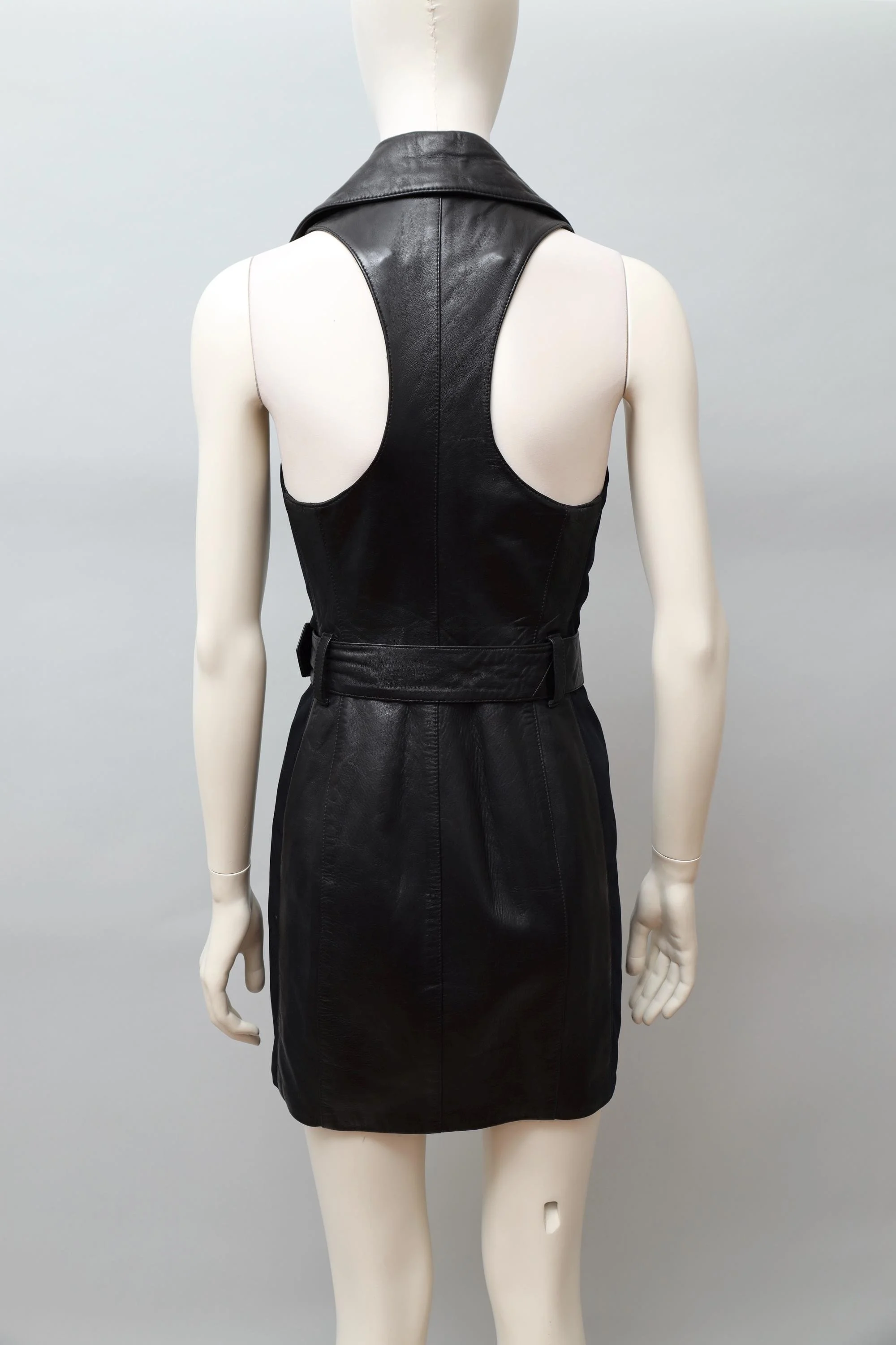 1990s Helen Storey black leather perfecto dress