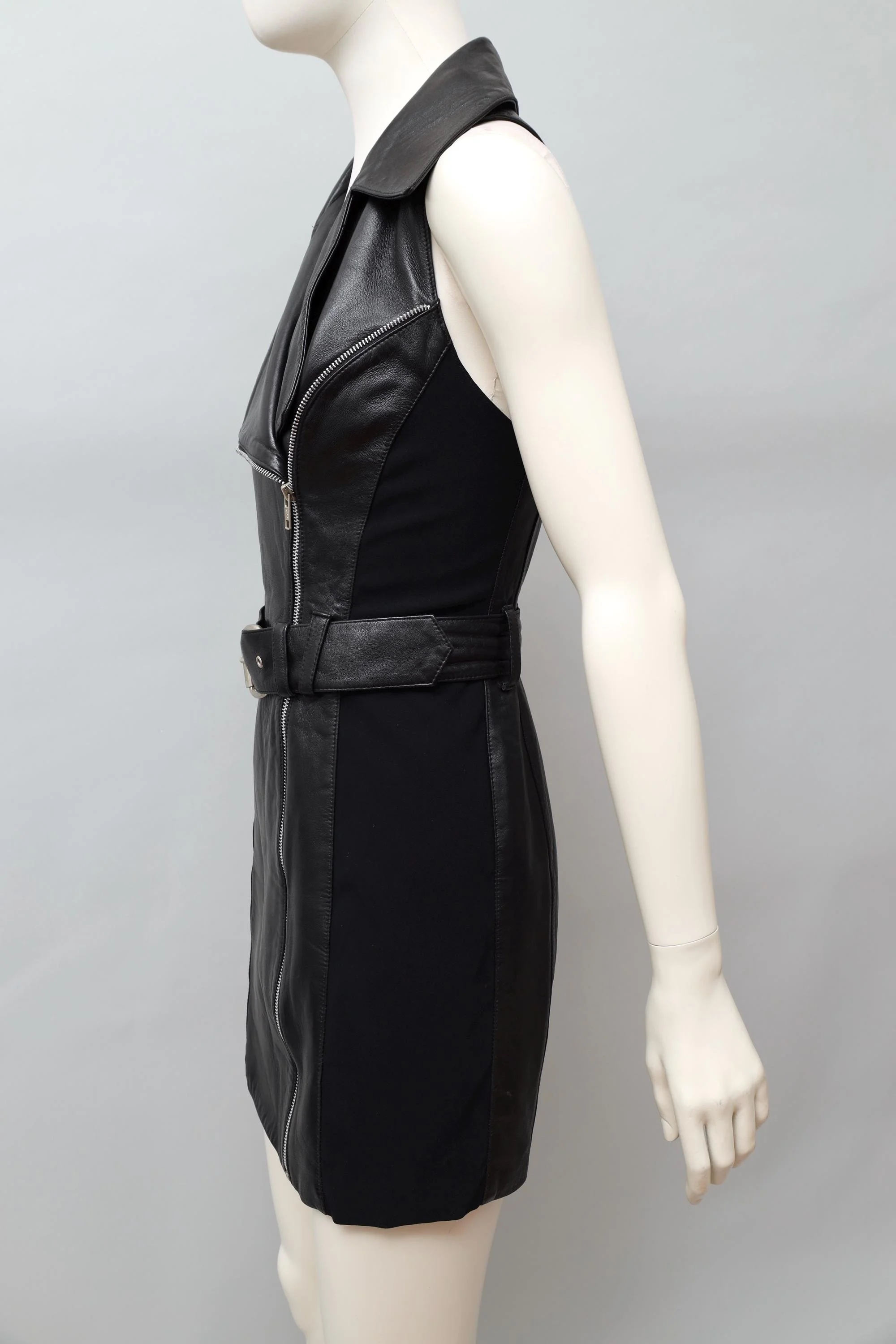 1990s Helen Storey black leather perfecto dress