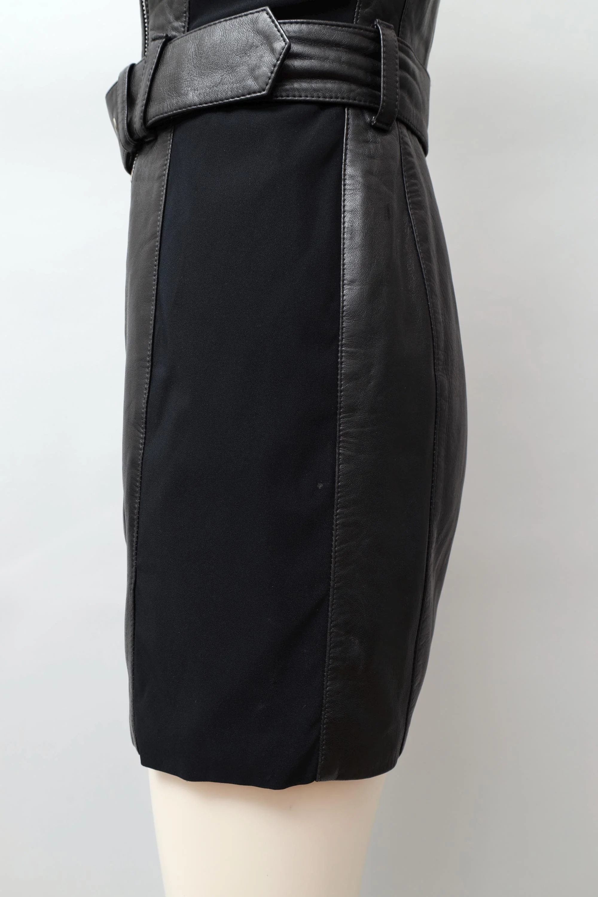 1990s Helen Storey black leather stretch panel
