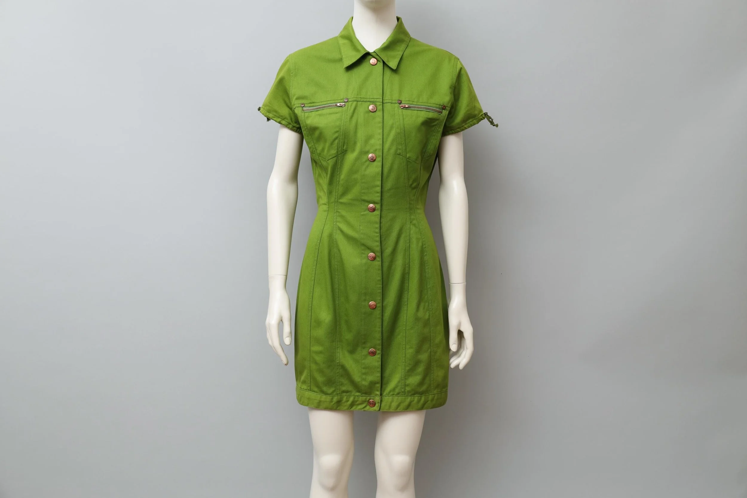 early 1990s Junior Gaultier green denim house dress