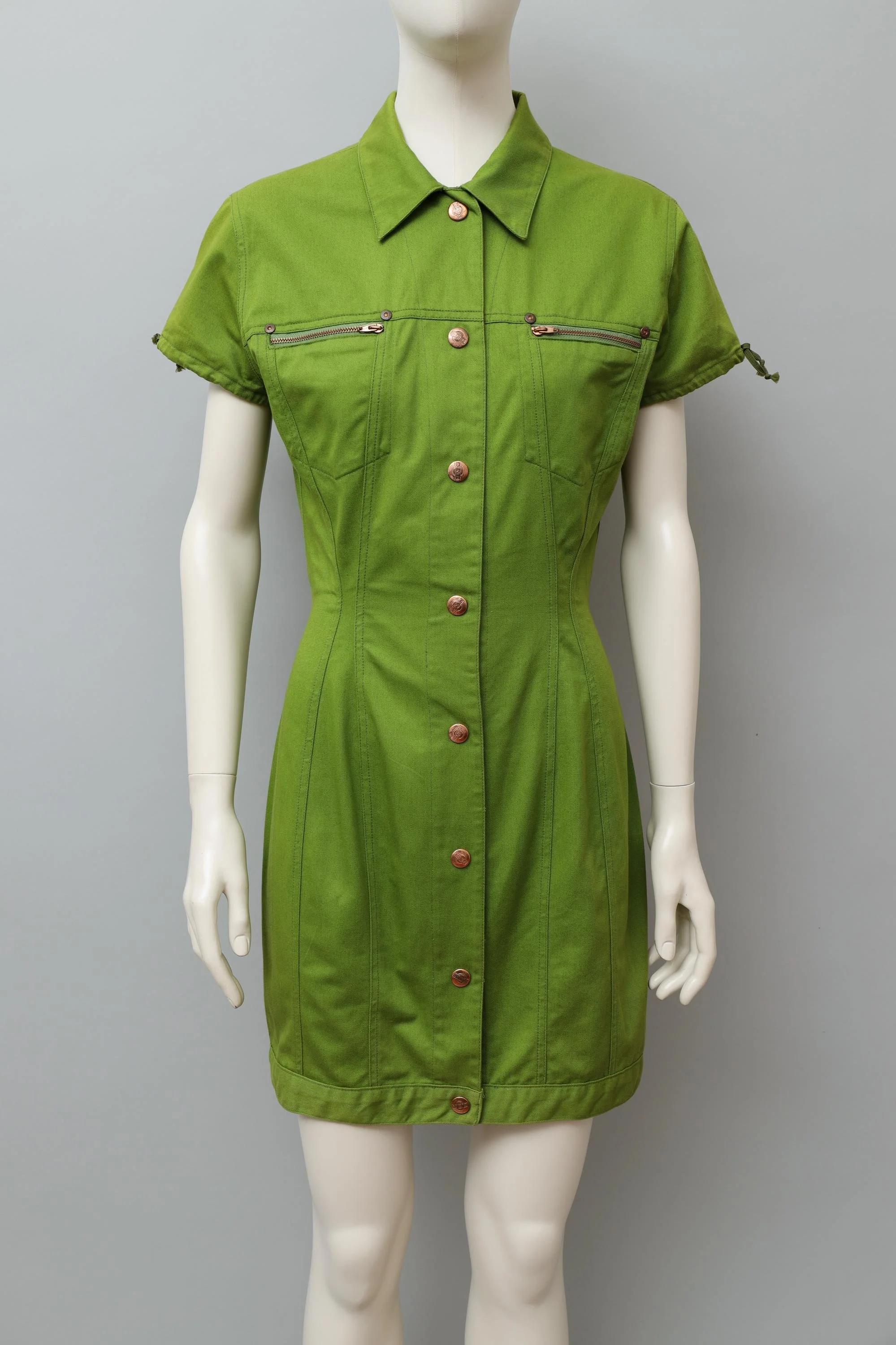 early 1990s Junior Gaultier green denim house dress