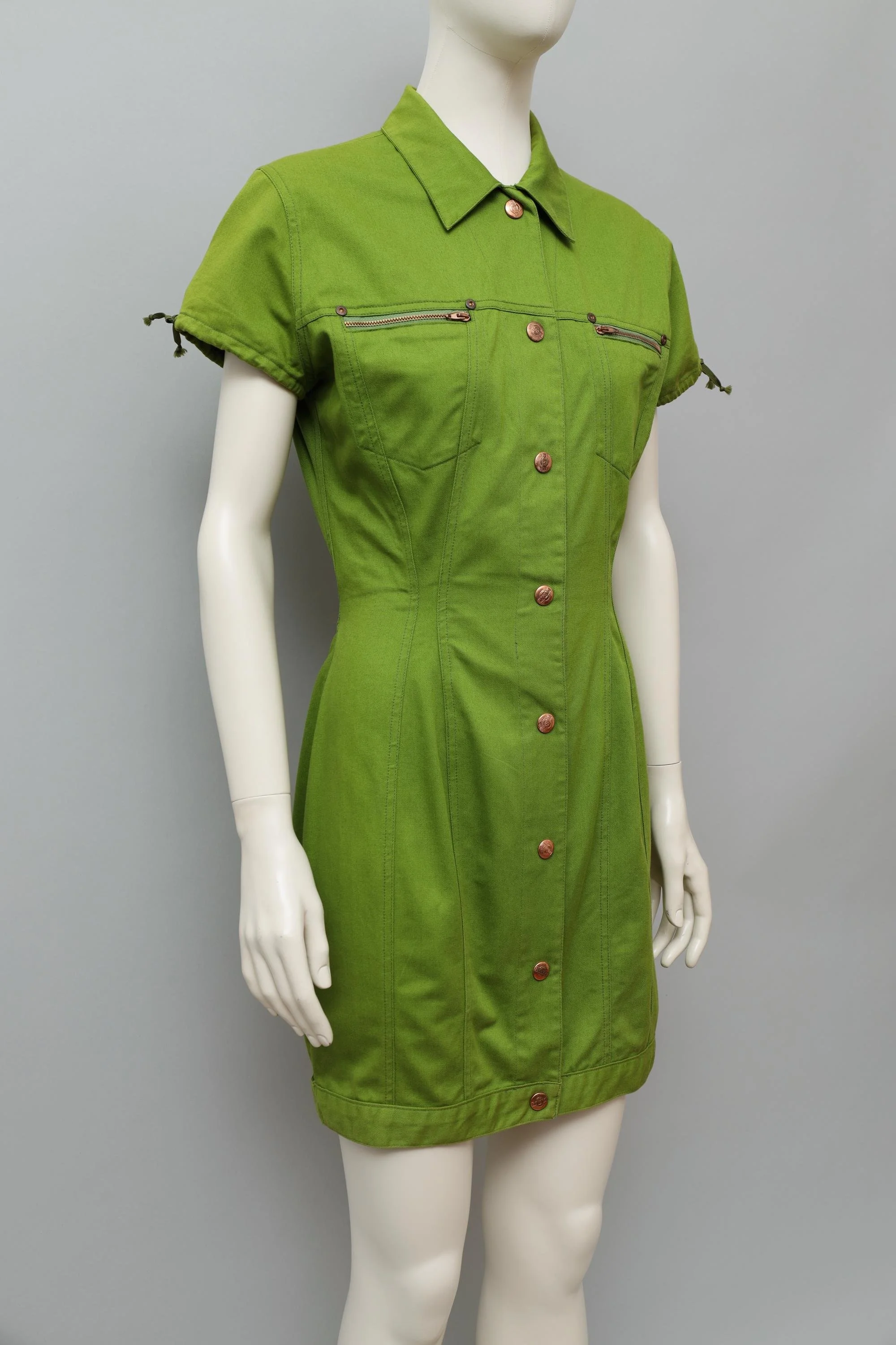 early 1990s Junior Gaultier green denim house dress