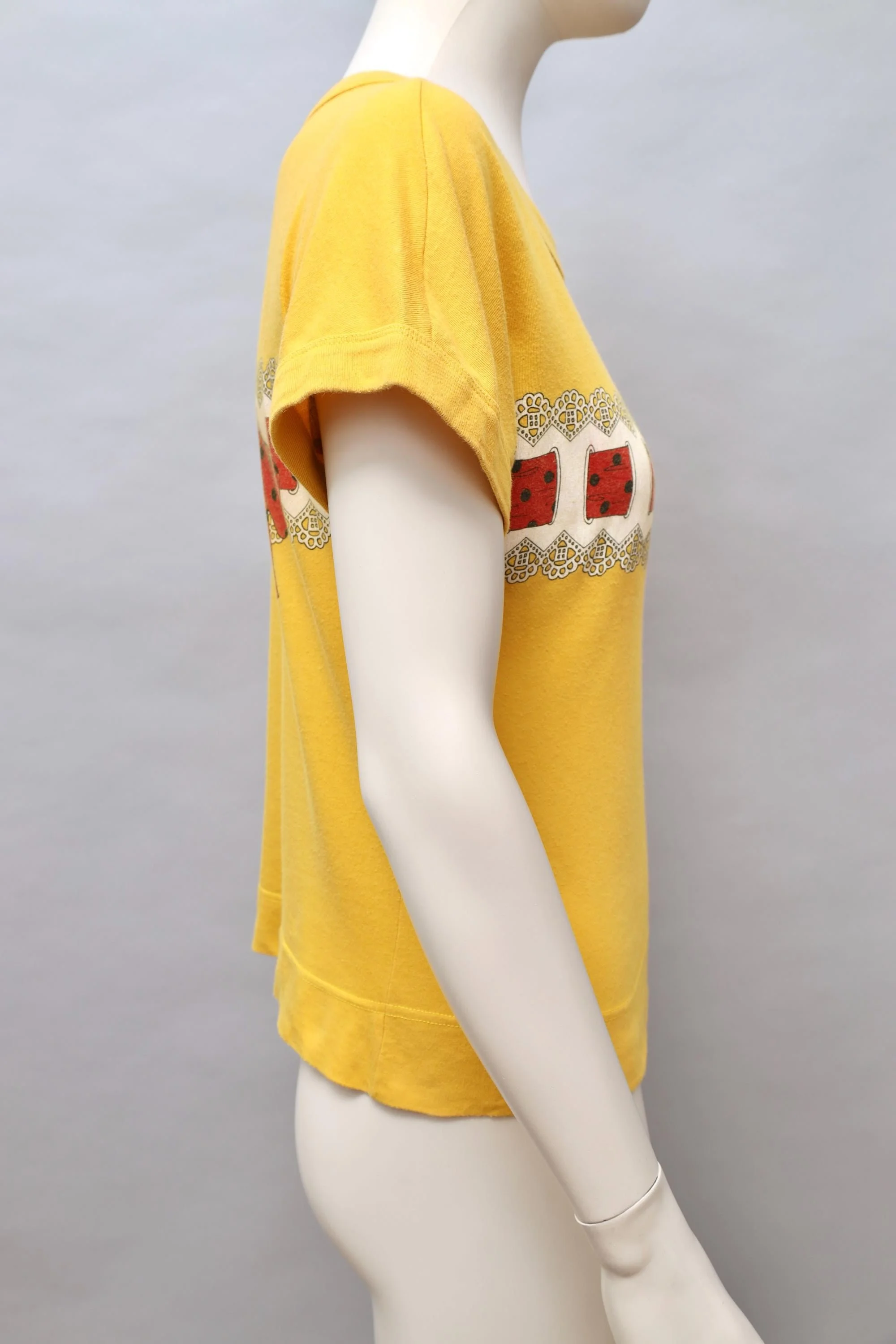 1980s Chantal Thomass yellow trompe l'oeil ribbon bow t-shirt