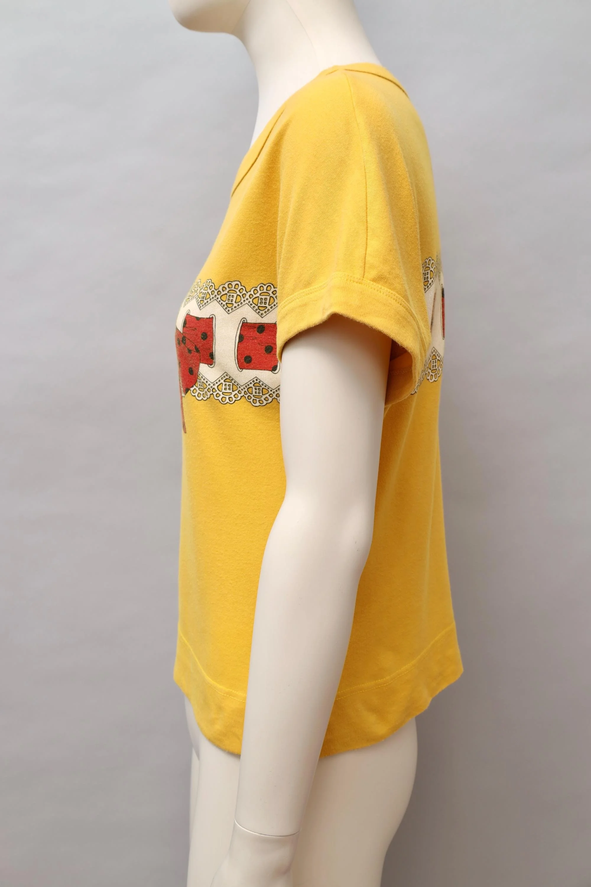 1980s Chantal Thomass yellow trompe l'oeil ribbon bow t-shirt