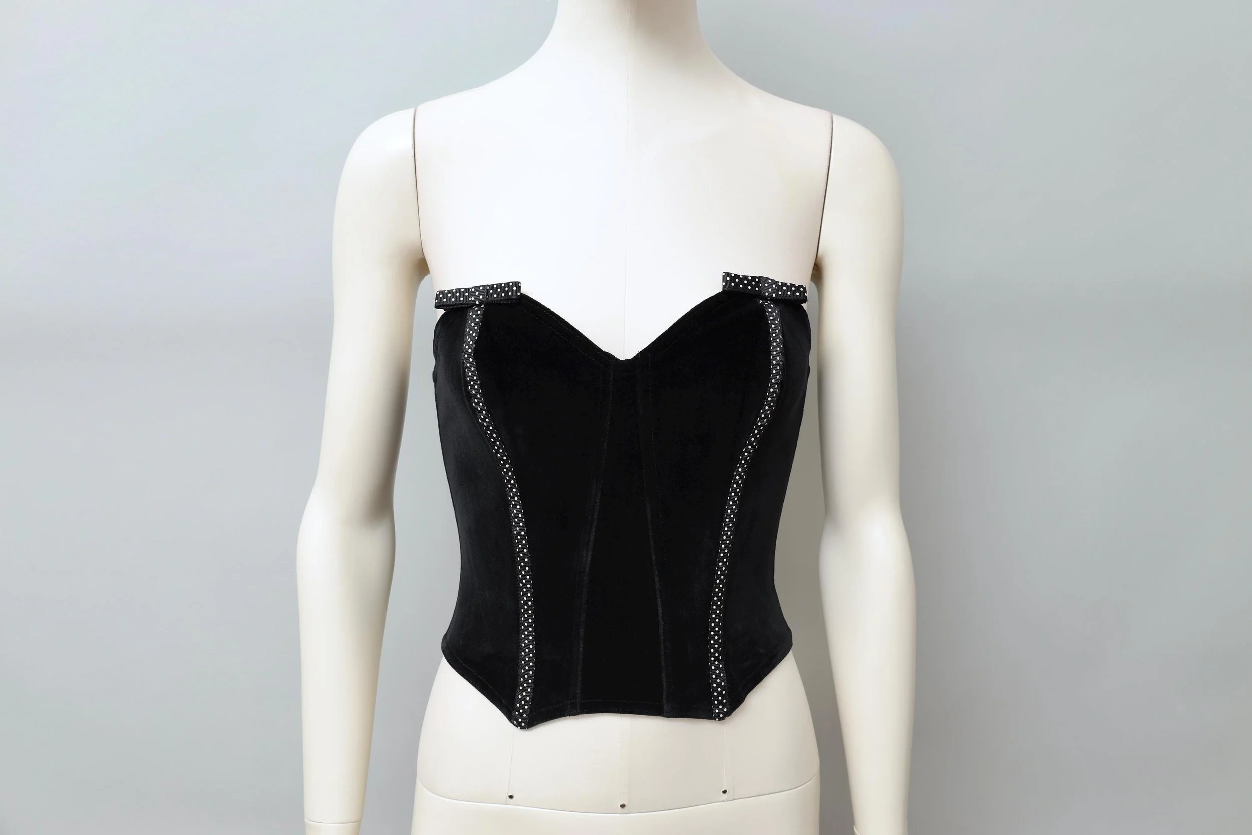 late 1980s / early 1990s Chantal Thomass polkadot velvet bow bustier