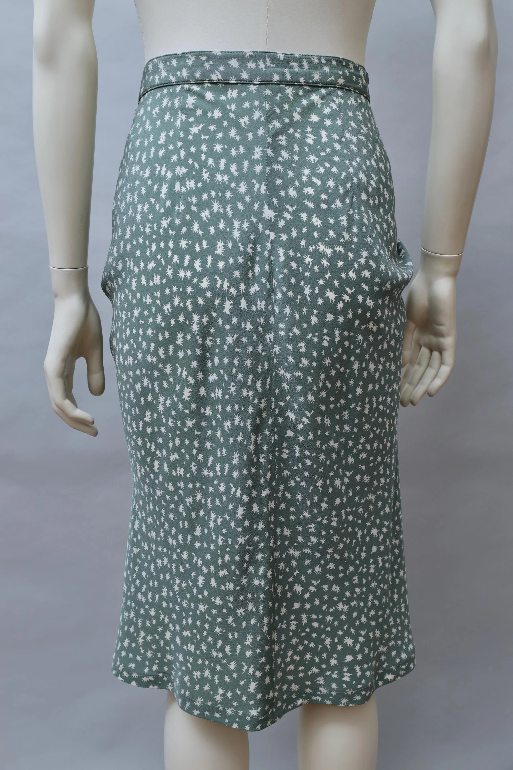 1970s Emmanuelle Khanh sage green silk skirt