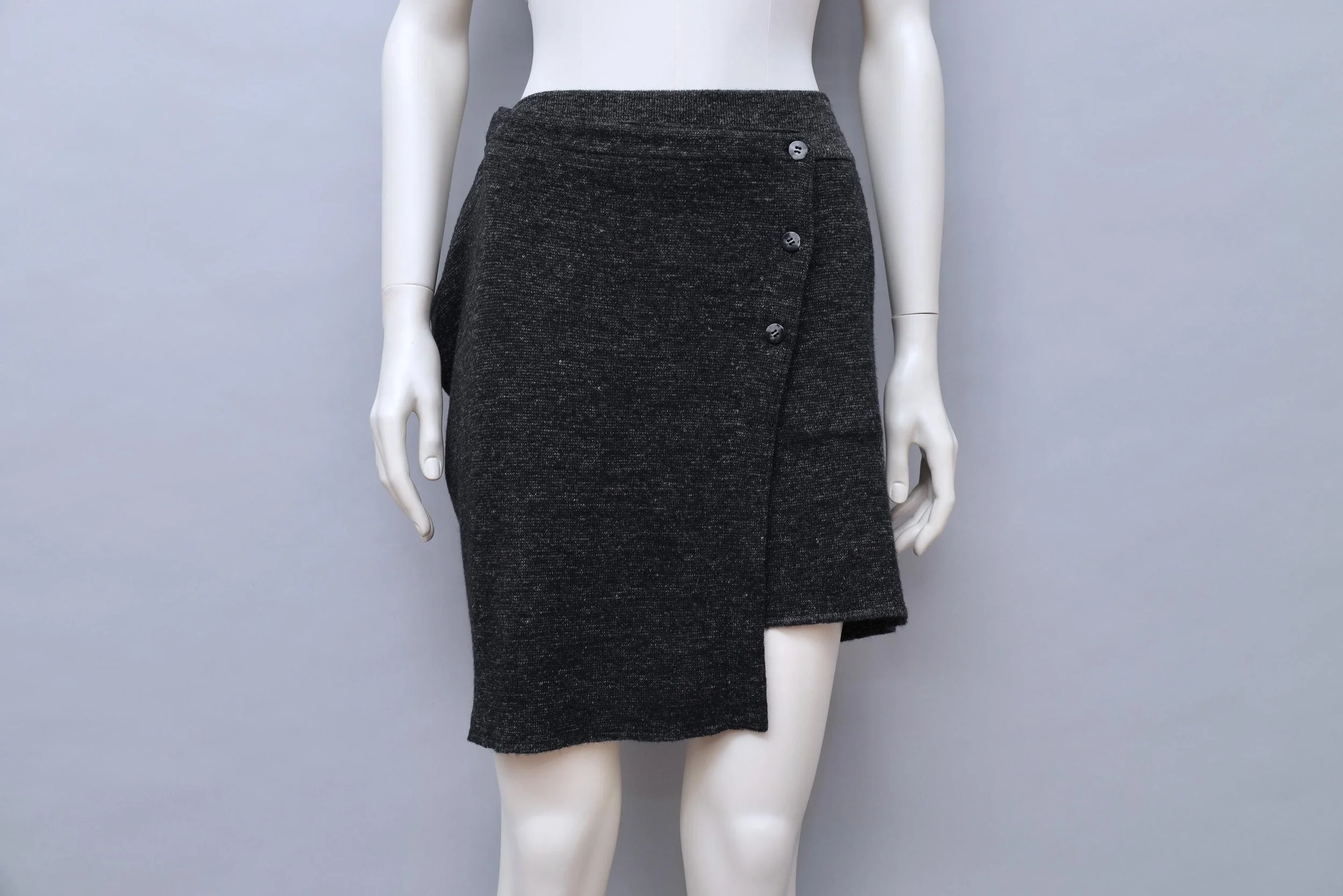 1980s Issey Miyake All Style Co. grey asymmetrical wrap skirt
