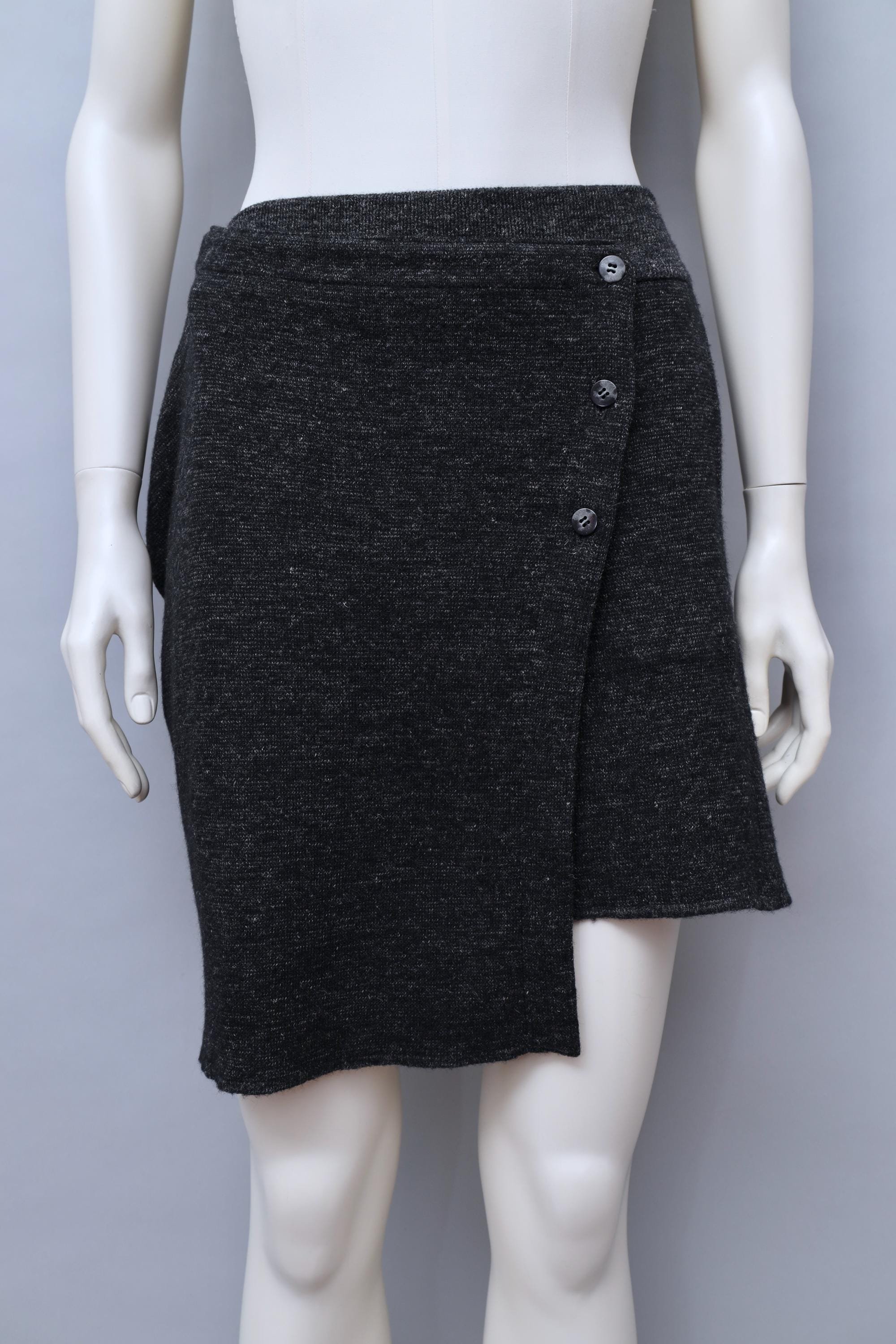 1980s Issey Miyake All Style Co. grey asymmetrical wrap skirt