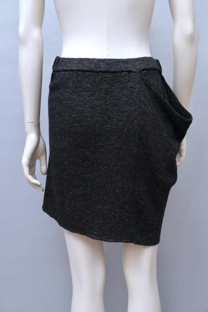 1980s Issey Miyake All Style Co. grey asymmetrical wrap skirt