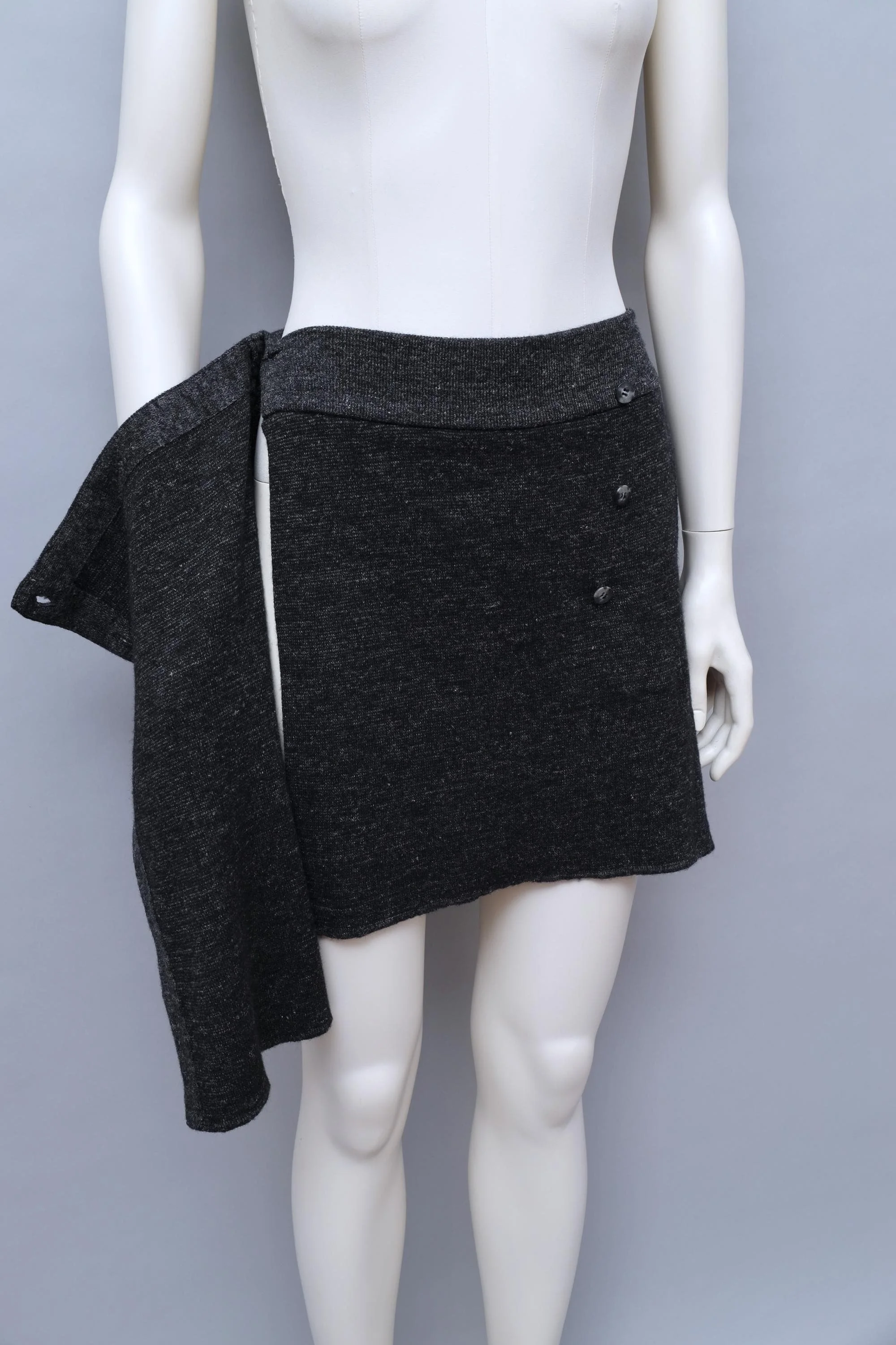 1980s Issey Miyake All Style Co. grey asymmetrical wrap skirt