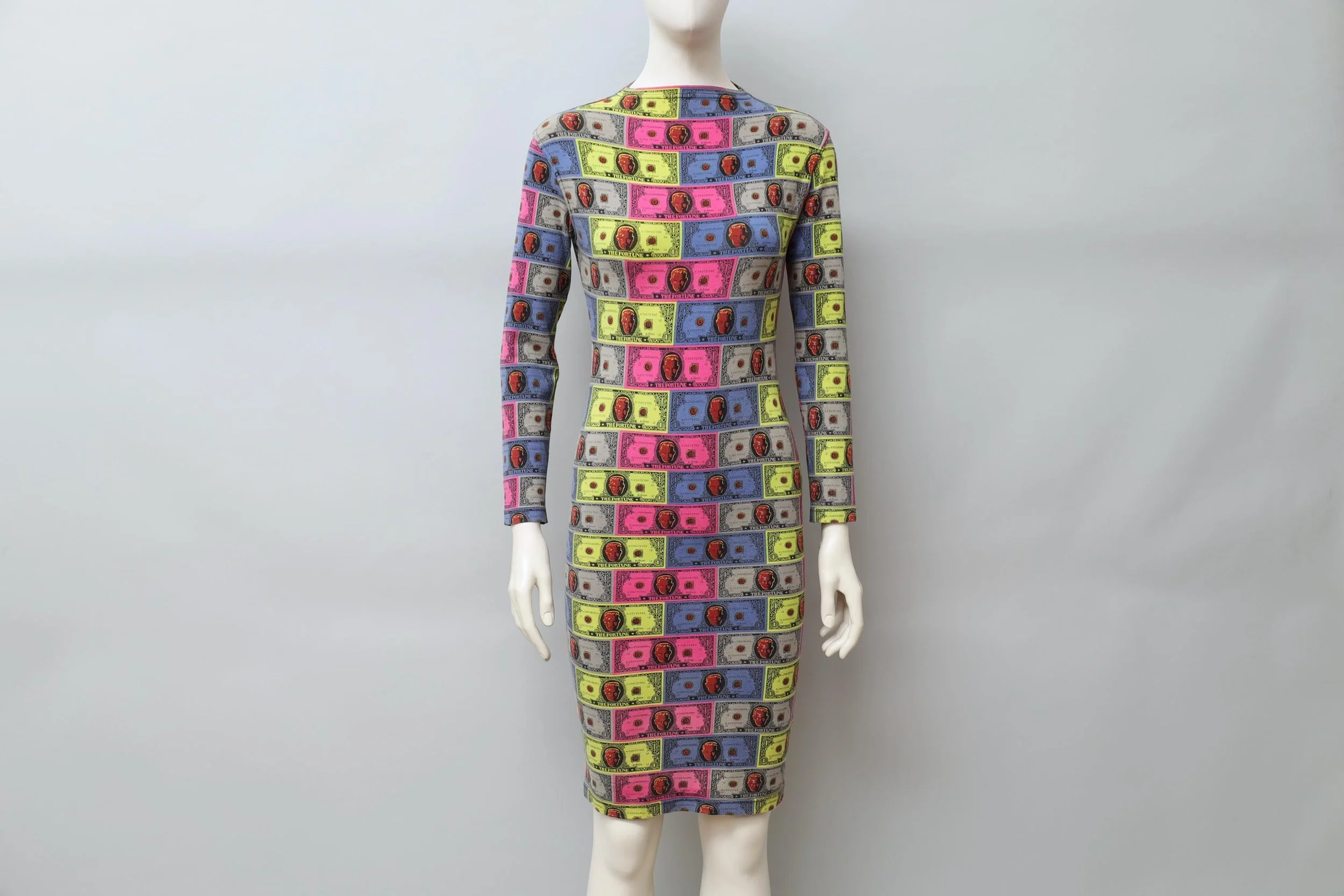 late 1980s / early 1990s Junior Gaultier multicolor money print dress