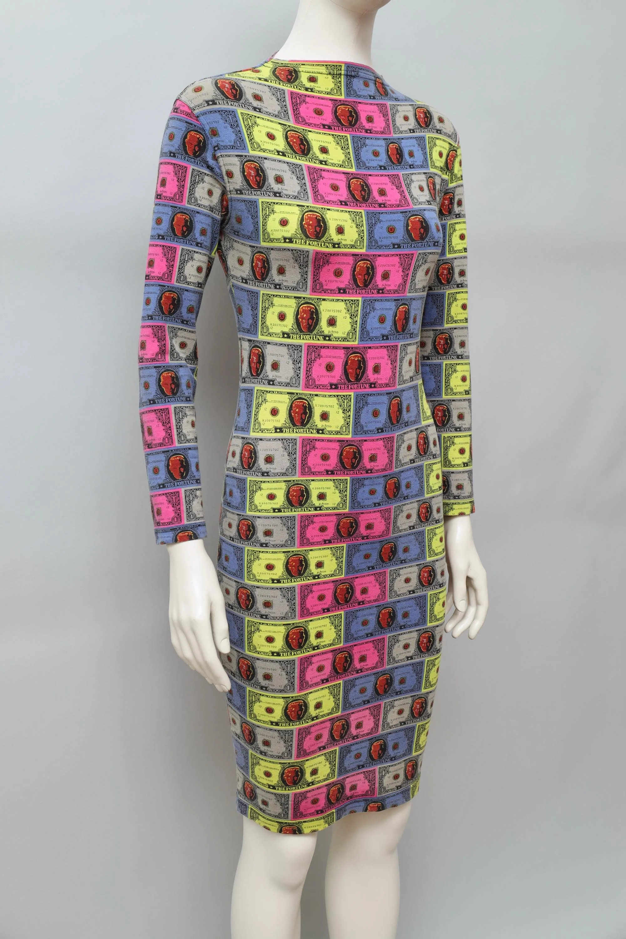 late 1980s / early 1990s Junior Gaultier multicolor money print dress