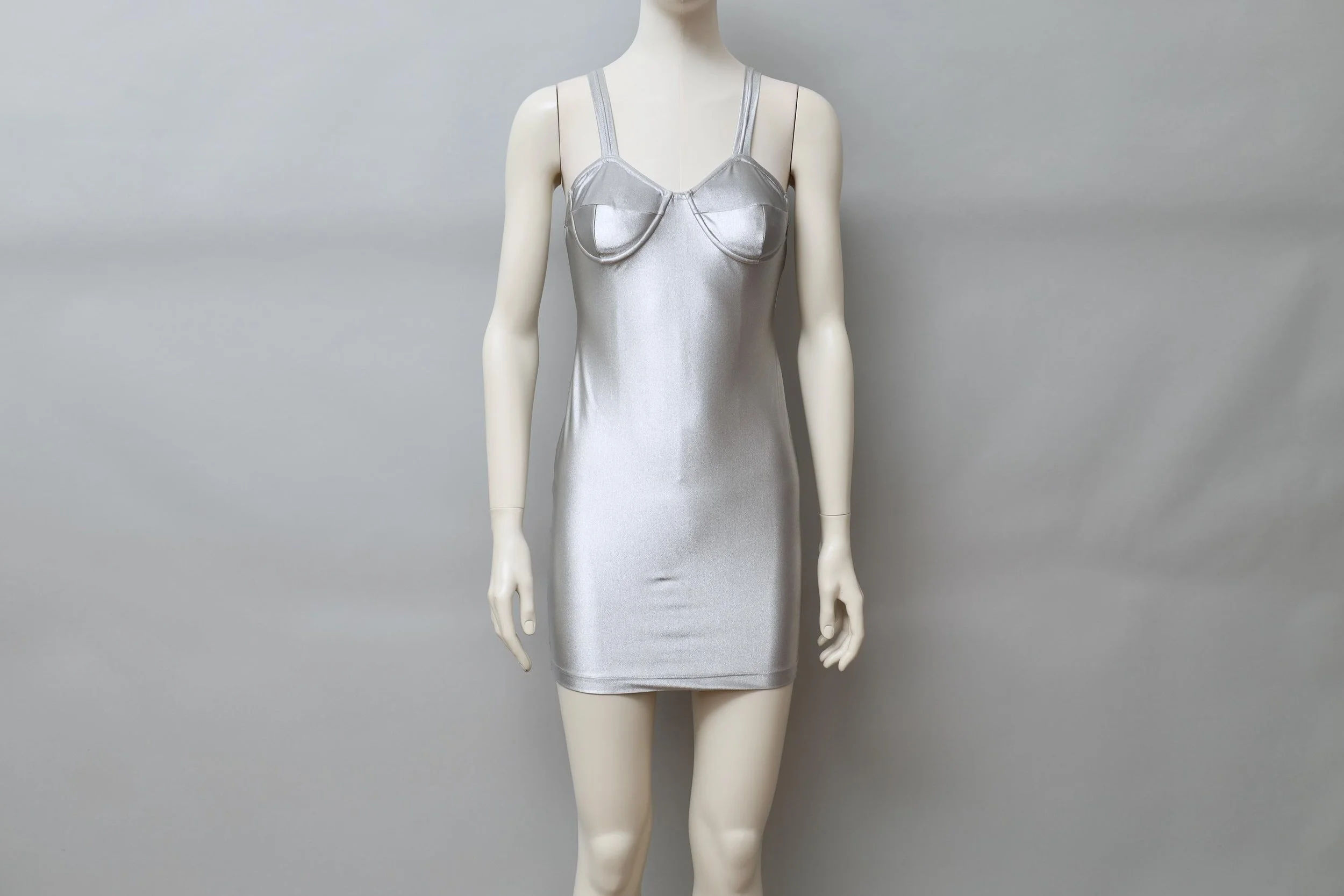 F/W 1991 Junior Gaultier metallic silver bodycon dress