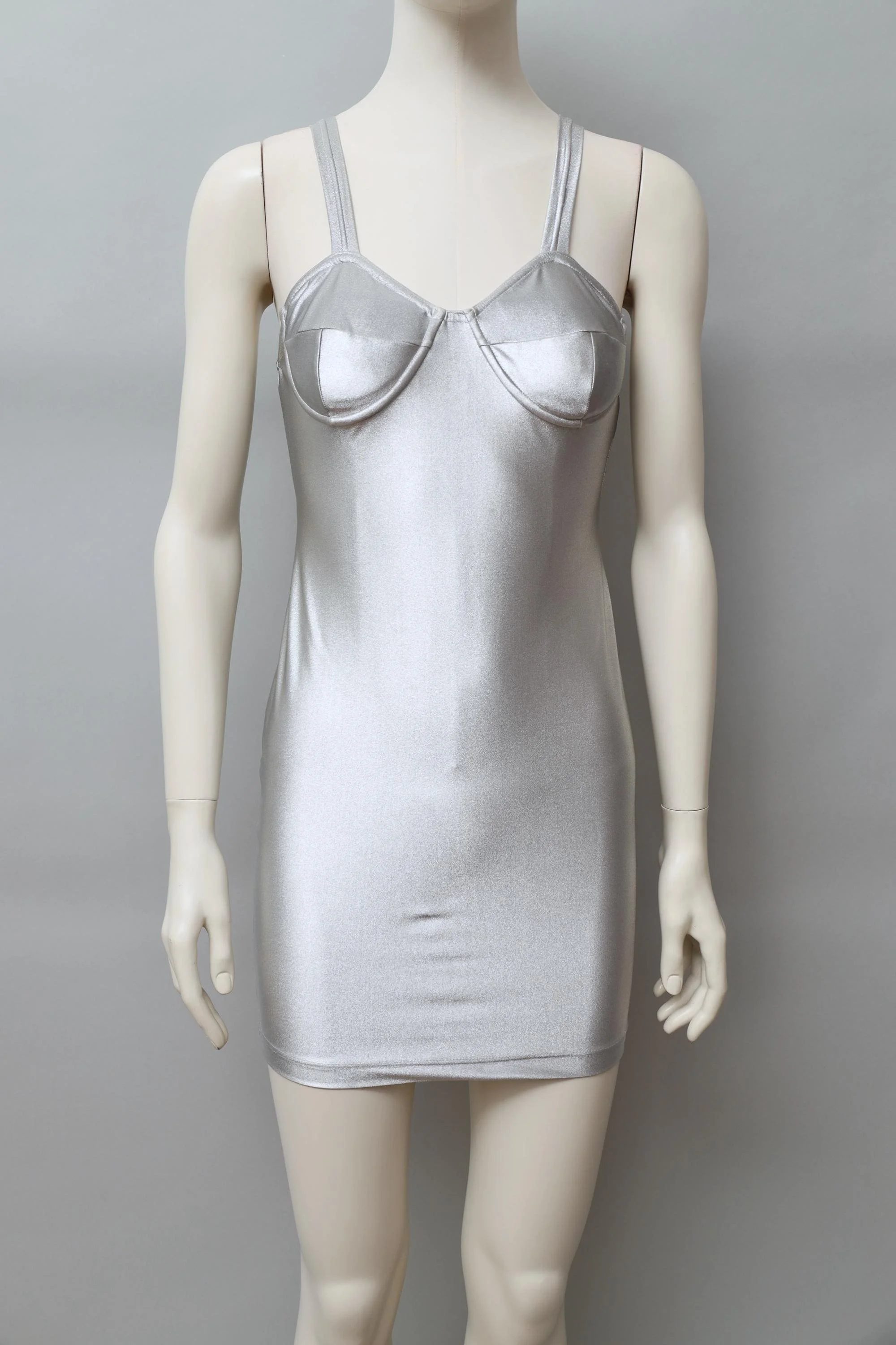 F/W 1991 Junior Gaultier metallic silver bodycon dress
