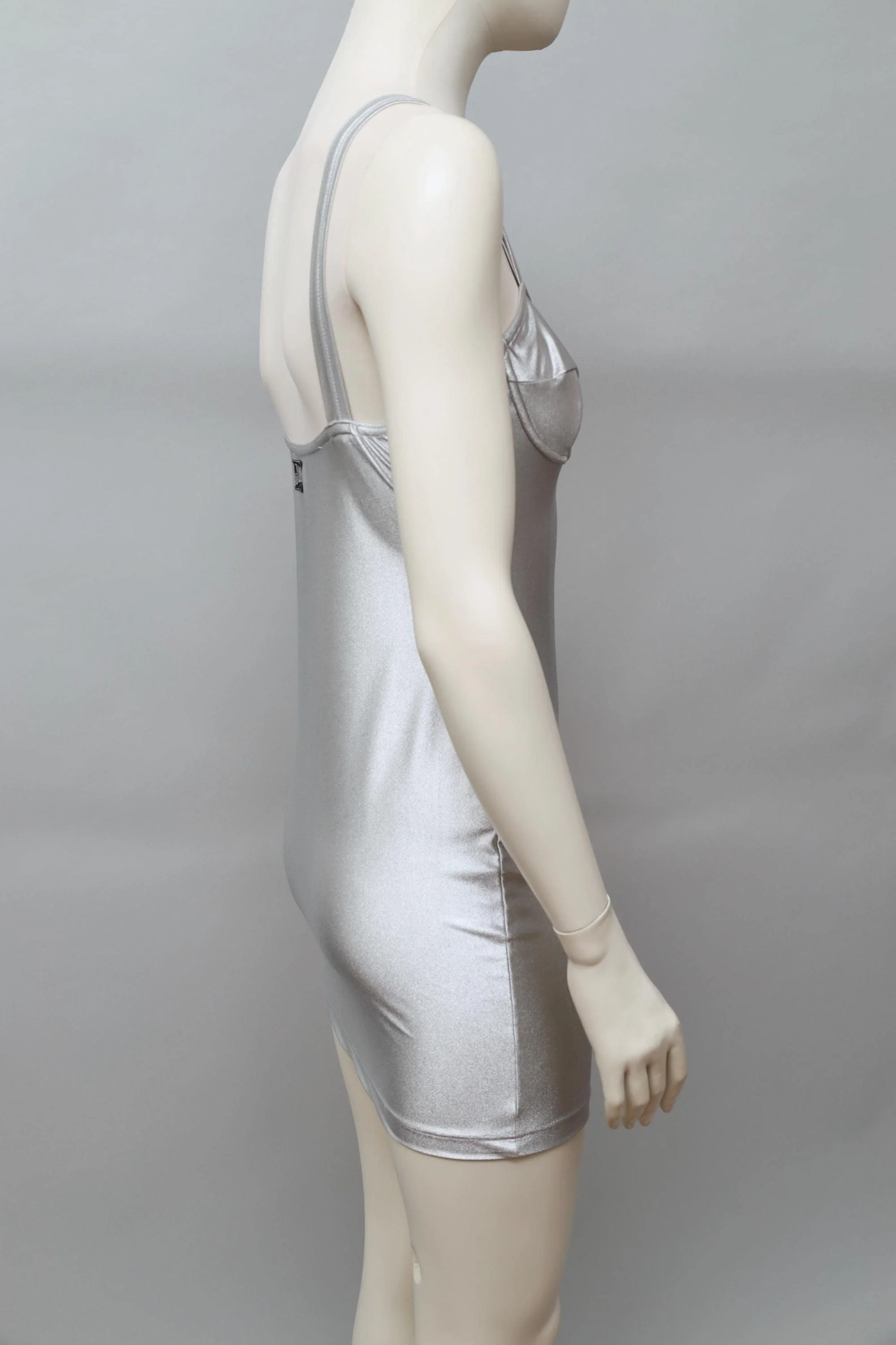 F/W 1991 Junior Gaultier metallic silver bodycon dress
