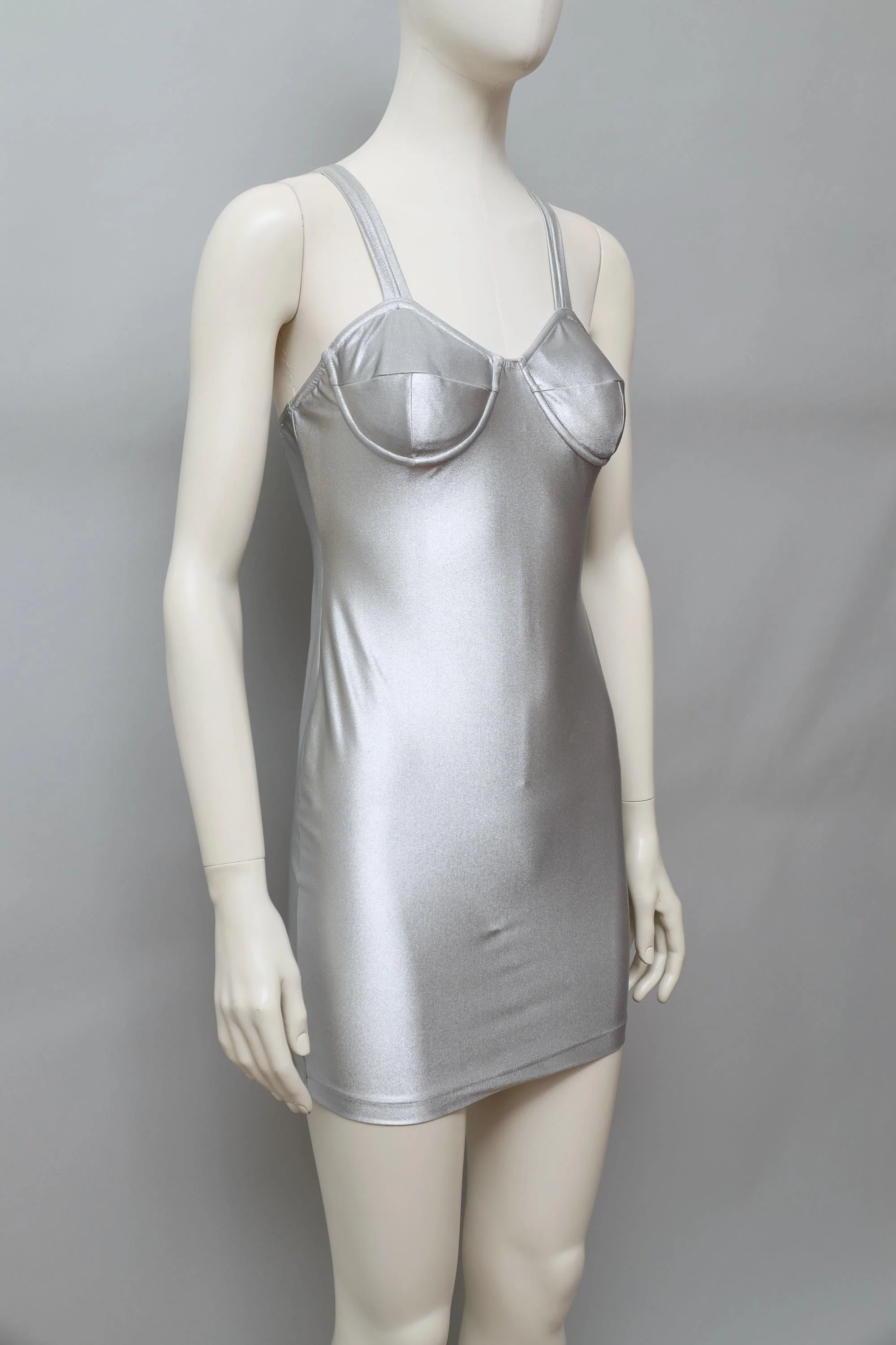 F/W 1991 Junior Gaultier metallic silver bodycon dress