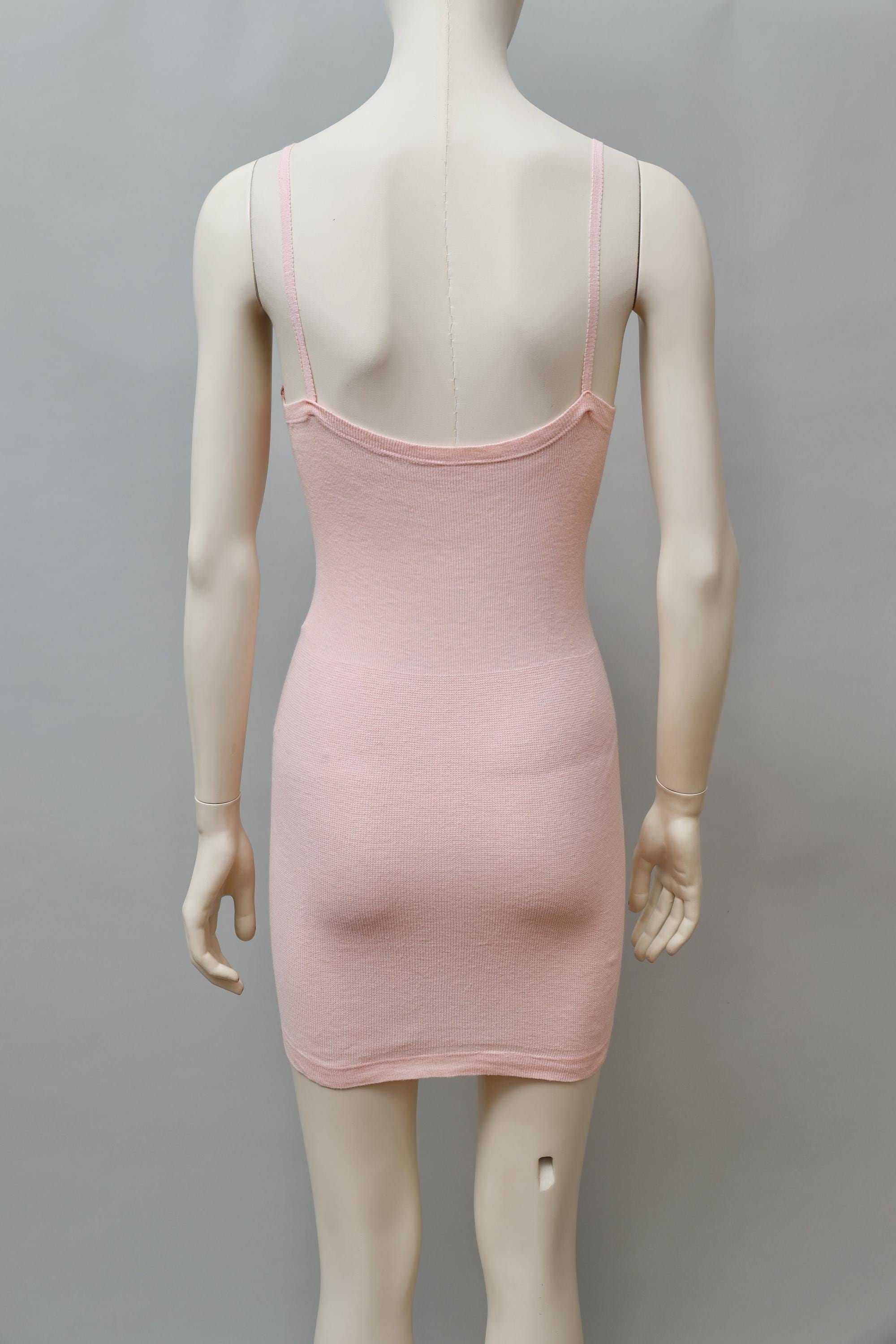 1960s vintage salmon pink knit slip dress