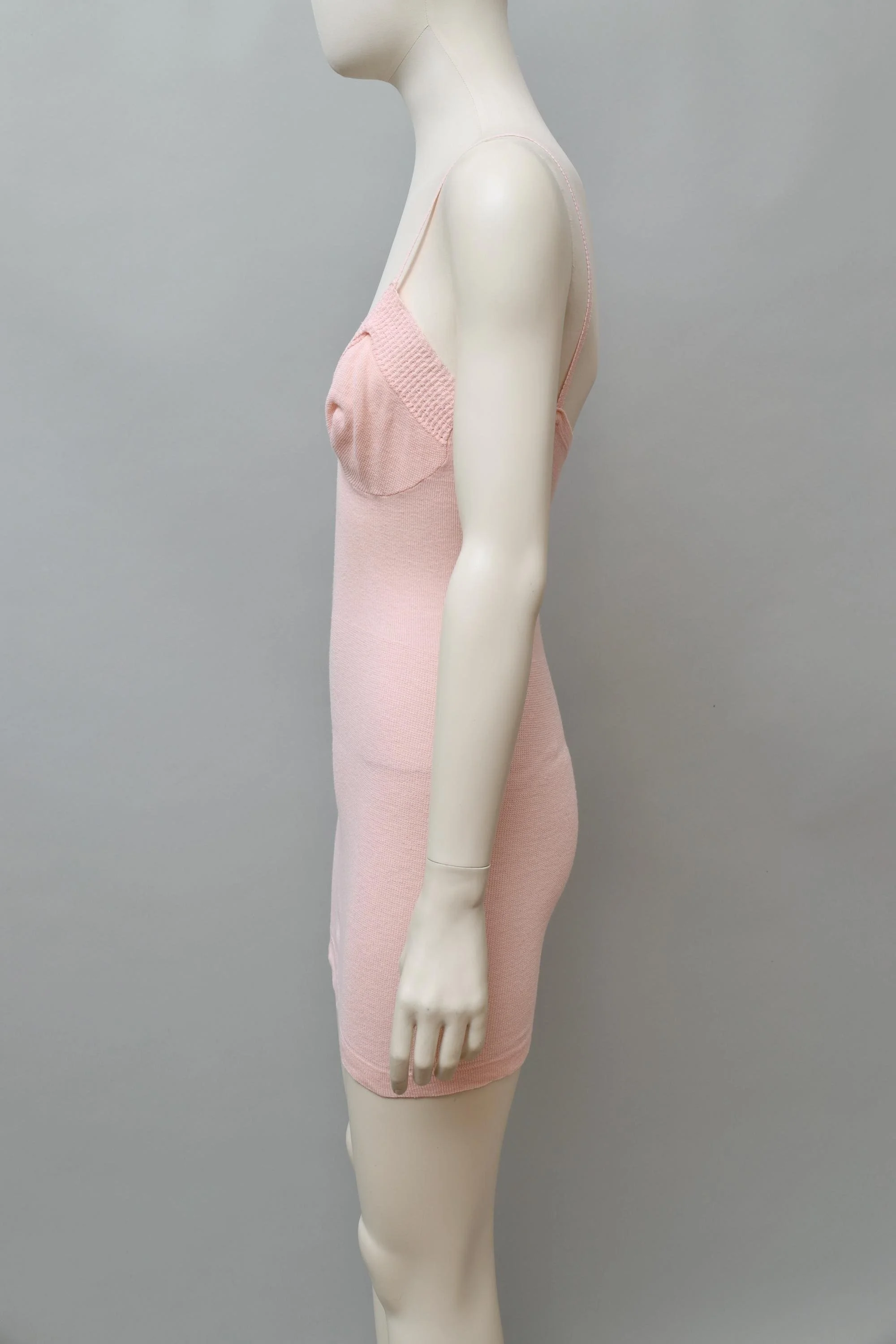 1960s vintage salmon pink knit slip dress