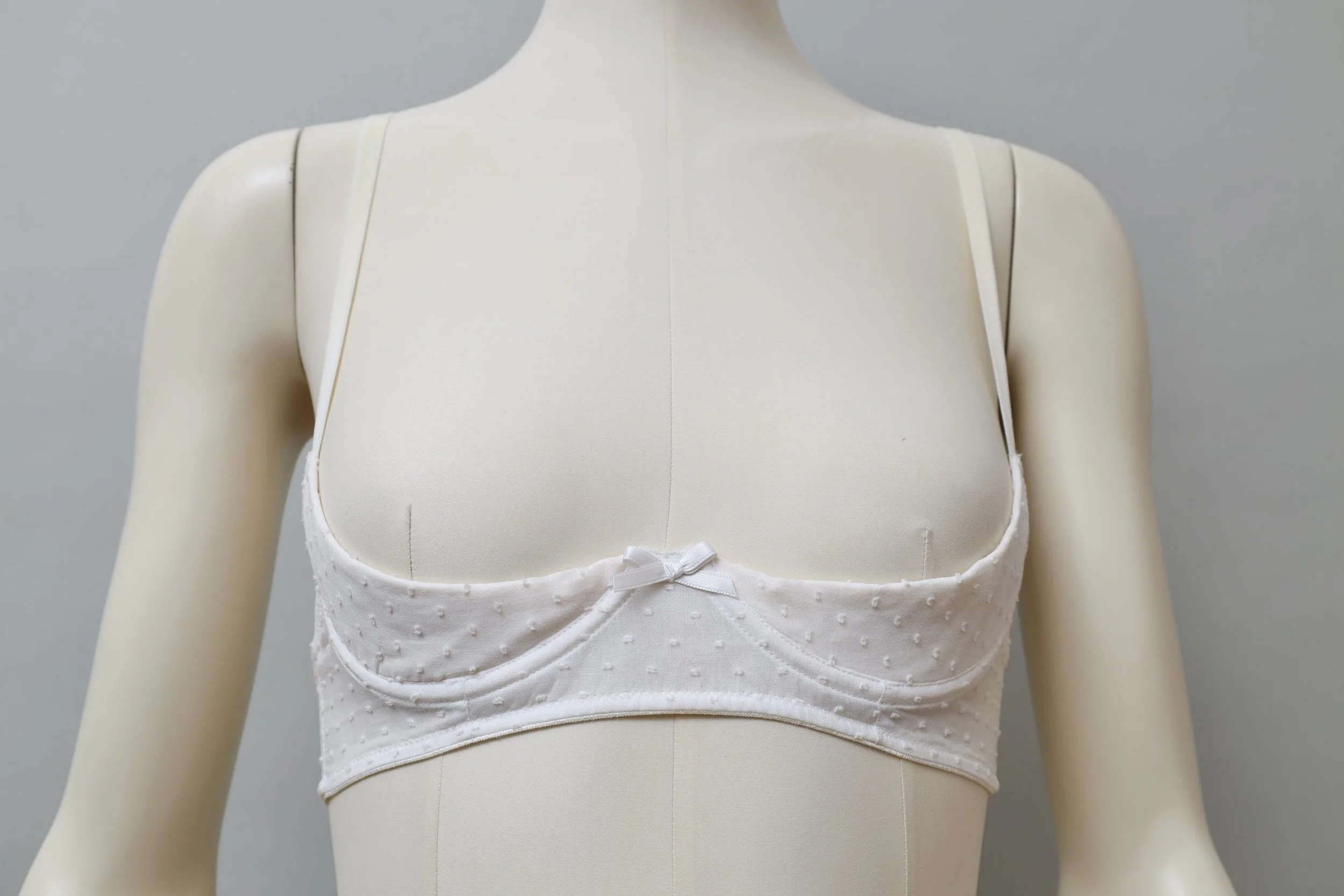 S/S 1997 Vivienne Westwood white cotton tuft polka dot demi bra