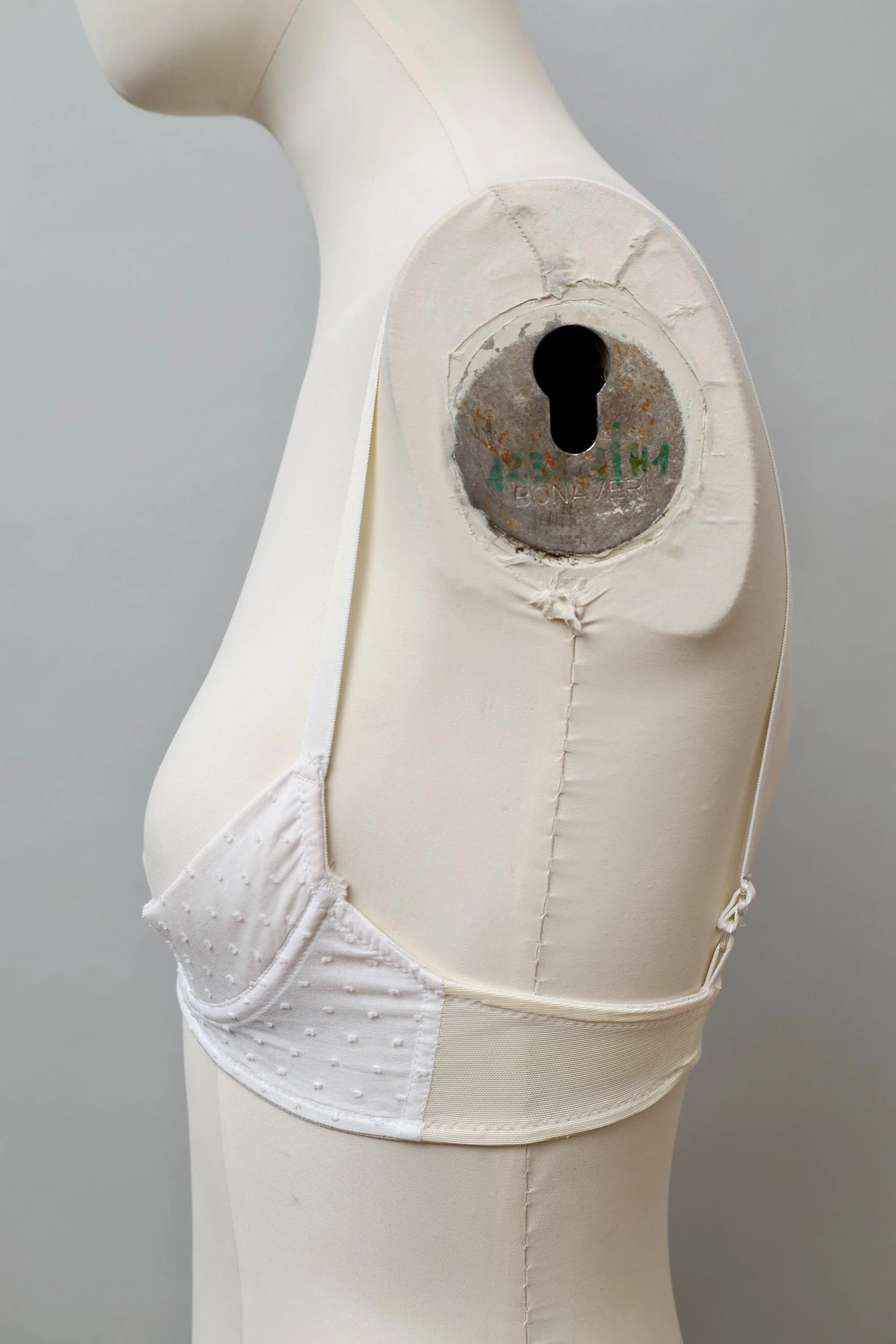 S/S 1997 Vivienne Westwood white cotton cream mesh bra side