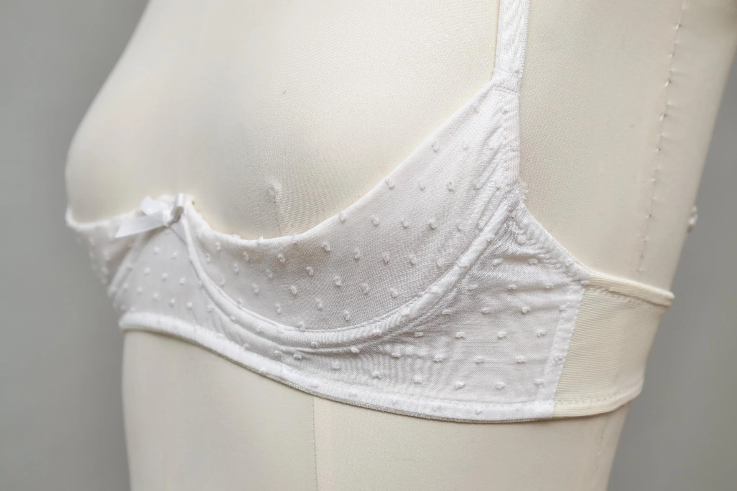 S/S 1997 Vivienne Westwood white cotton tuft polka dot demi-bra