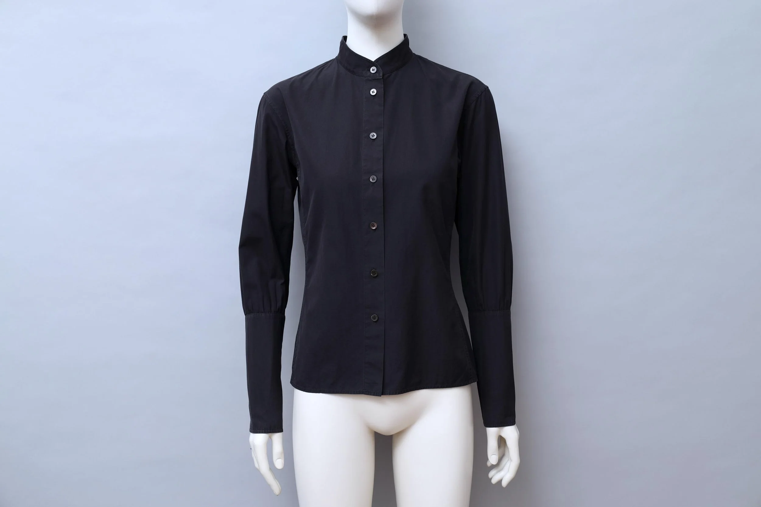 early 2000s Yves Saint Laurent by Tom Ford black cotton lace up blouse