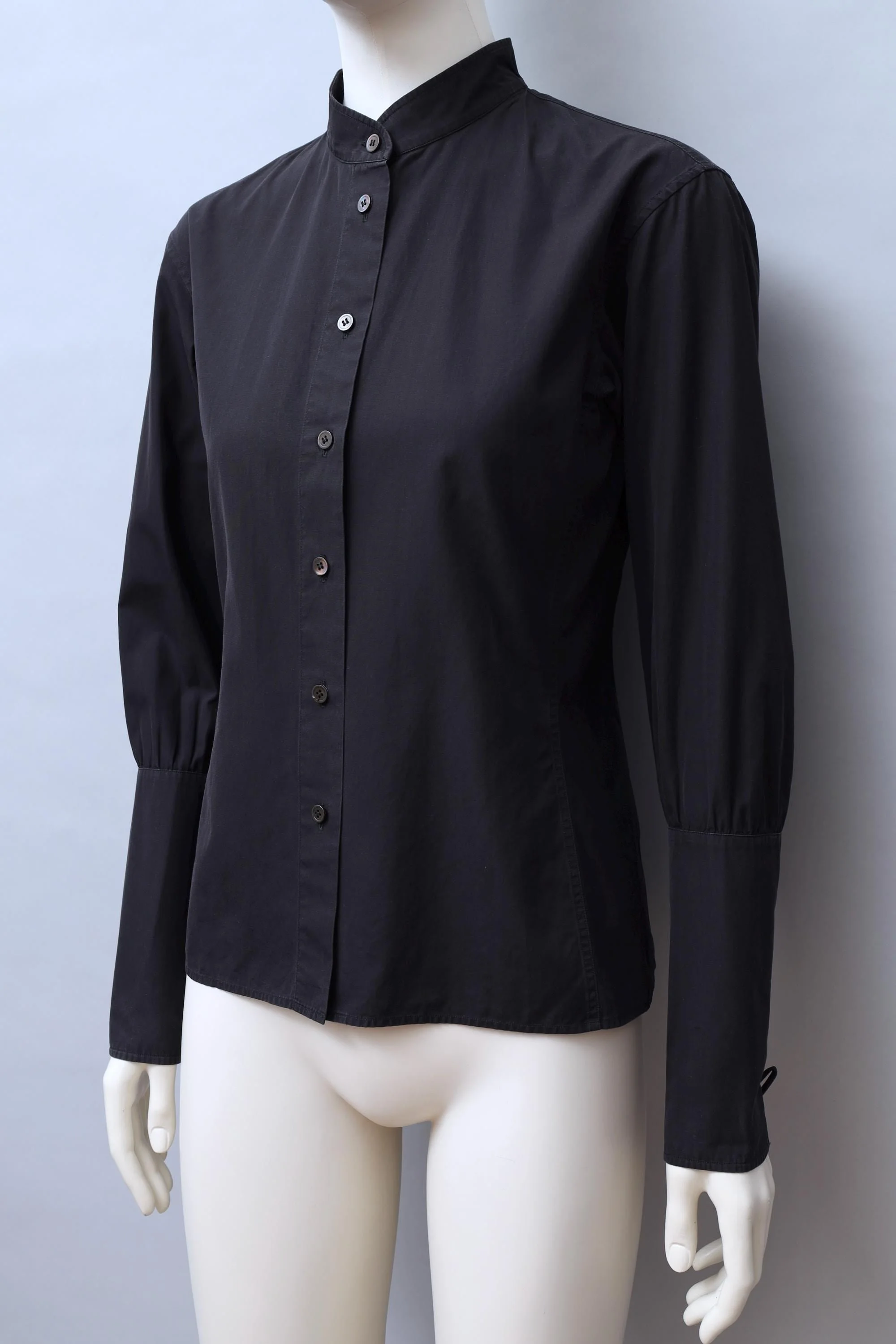 early 2000s Yves Saint Laurent by Tom Ford black cotton lace up blouse