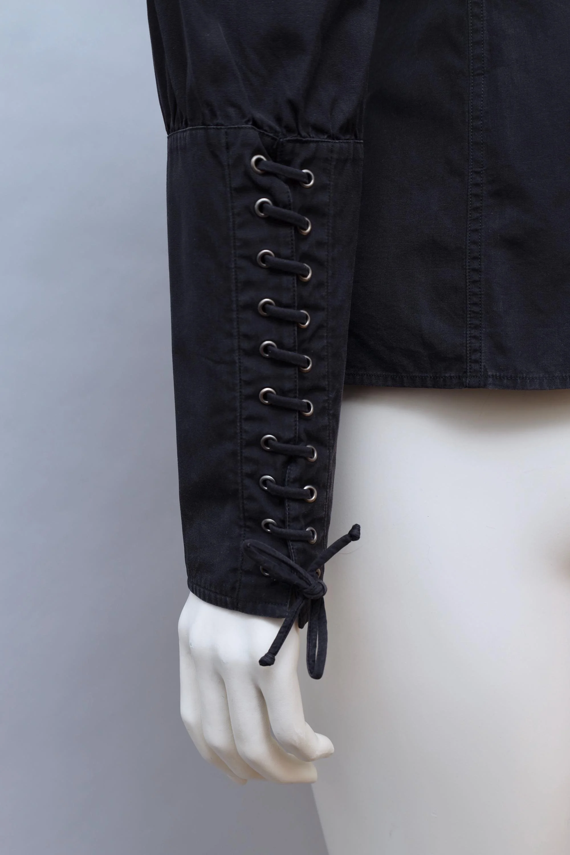 early 2000s Yves Saint Laurent by Tom Ford black cotton lace up sleeves