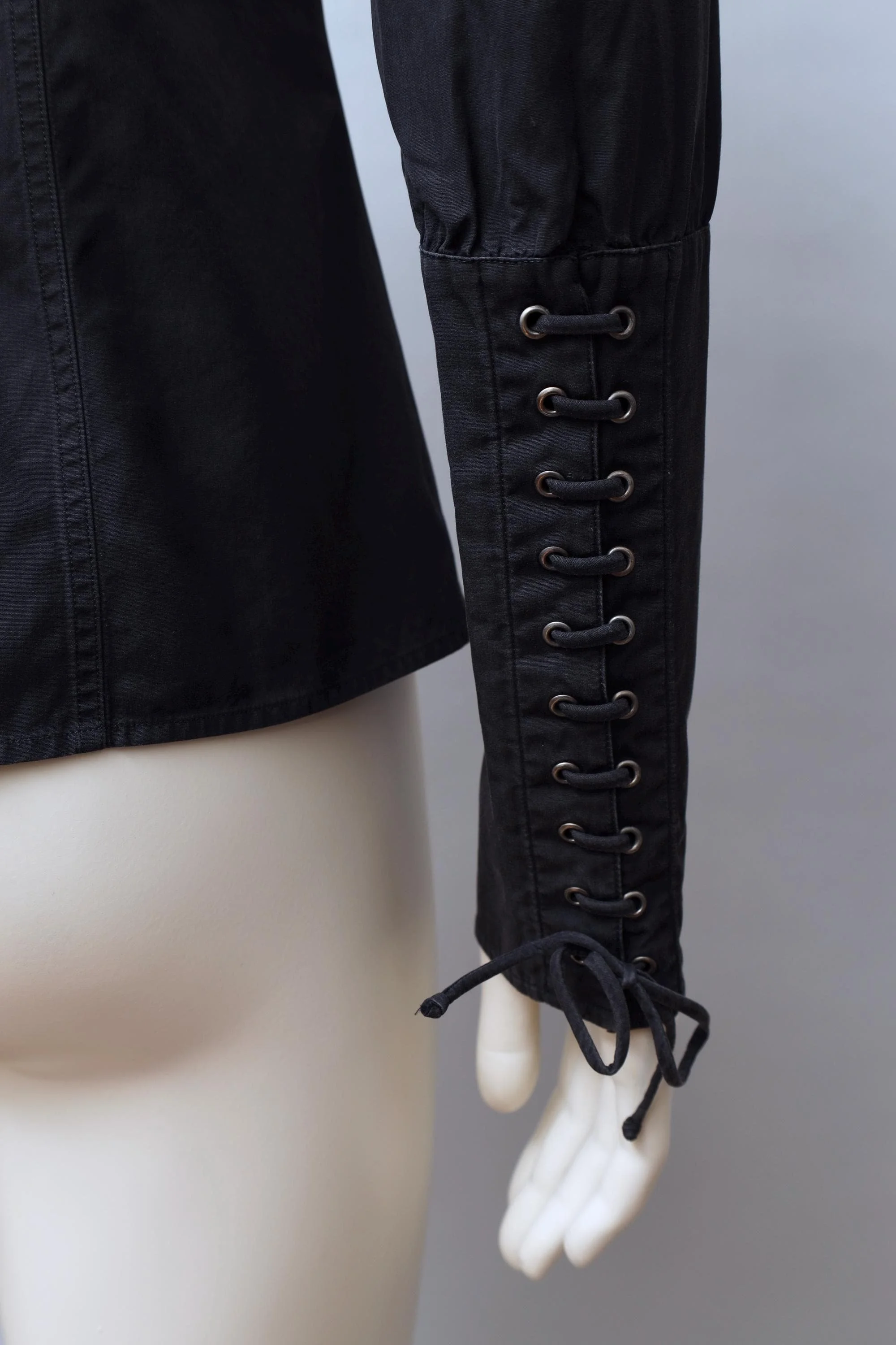 early 2000s Yves Saint Laurent by Tom Ford black cotton lace up sleeve
