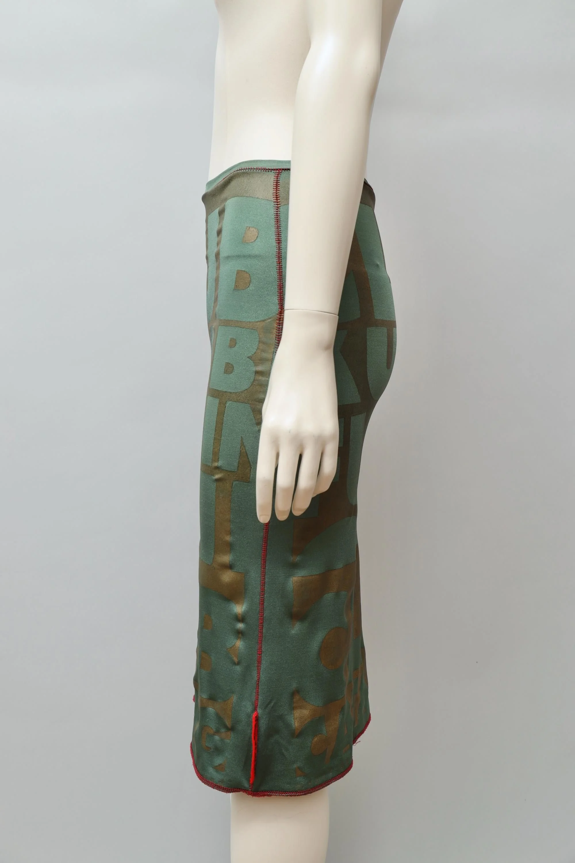 late 1990s / early 2000s Xuly Bët green and bronze logo print skirt
