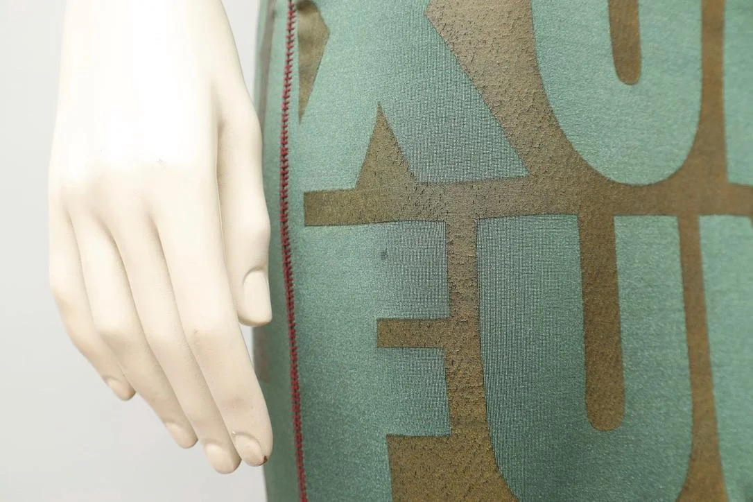 late 1990s / early 2000s Xuly Bët green and bronze logo print skirt