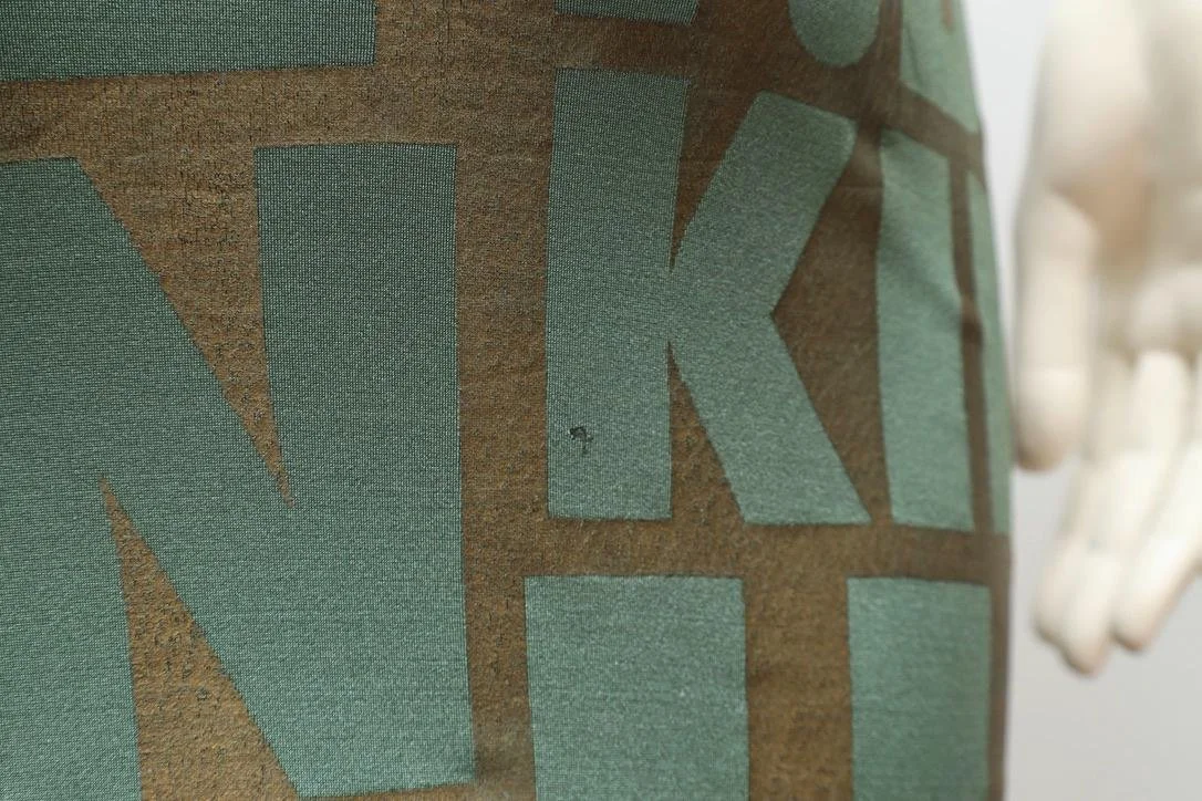 late 1990s / early 2000s Xuly Bët green and bronze logo print skirt