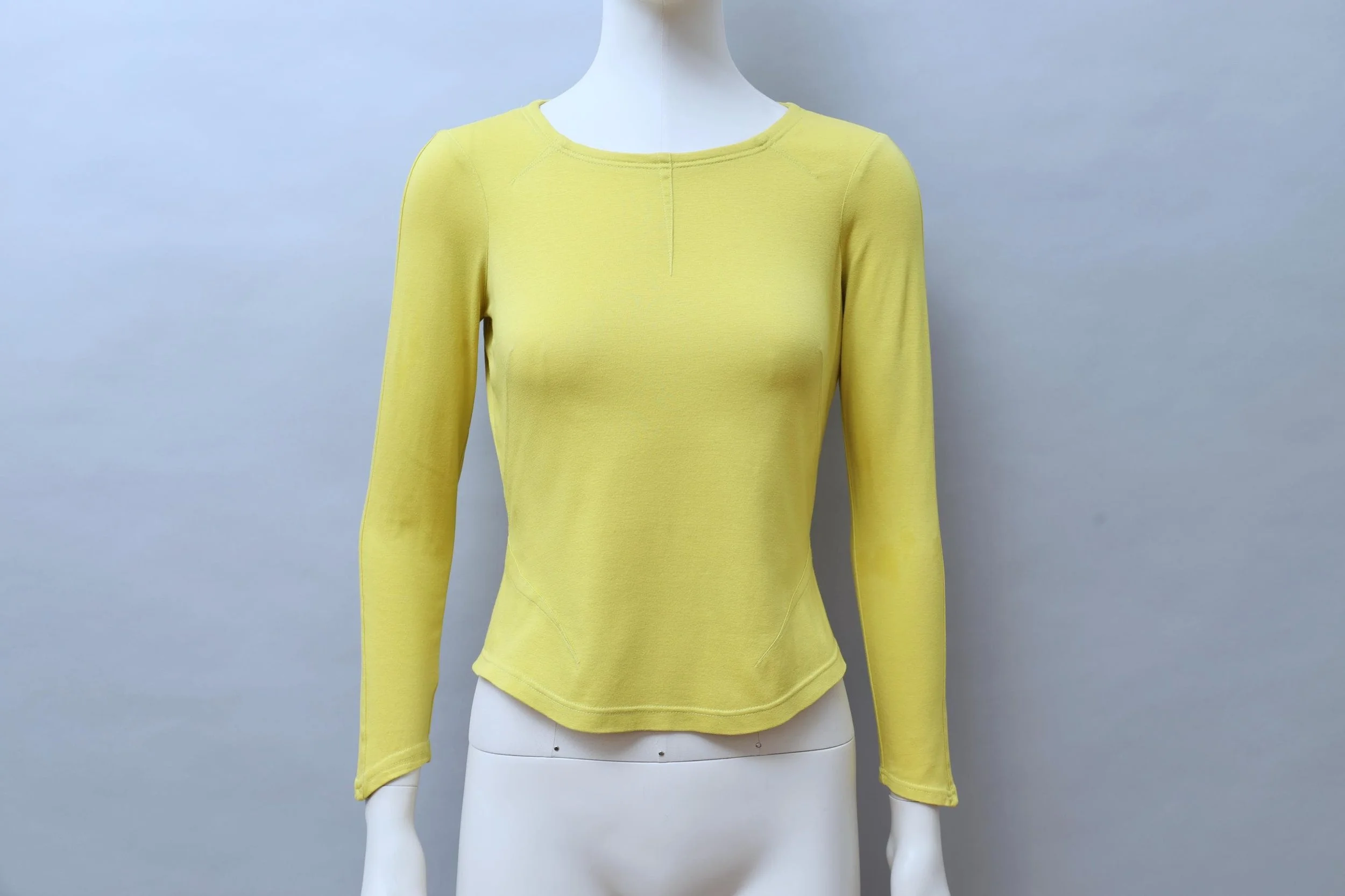 1990s Thierry Mugler bright yellow cotton longsleeve shirt