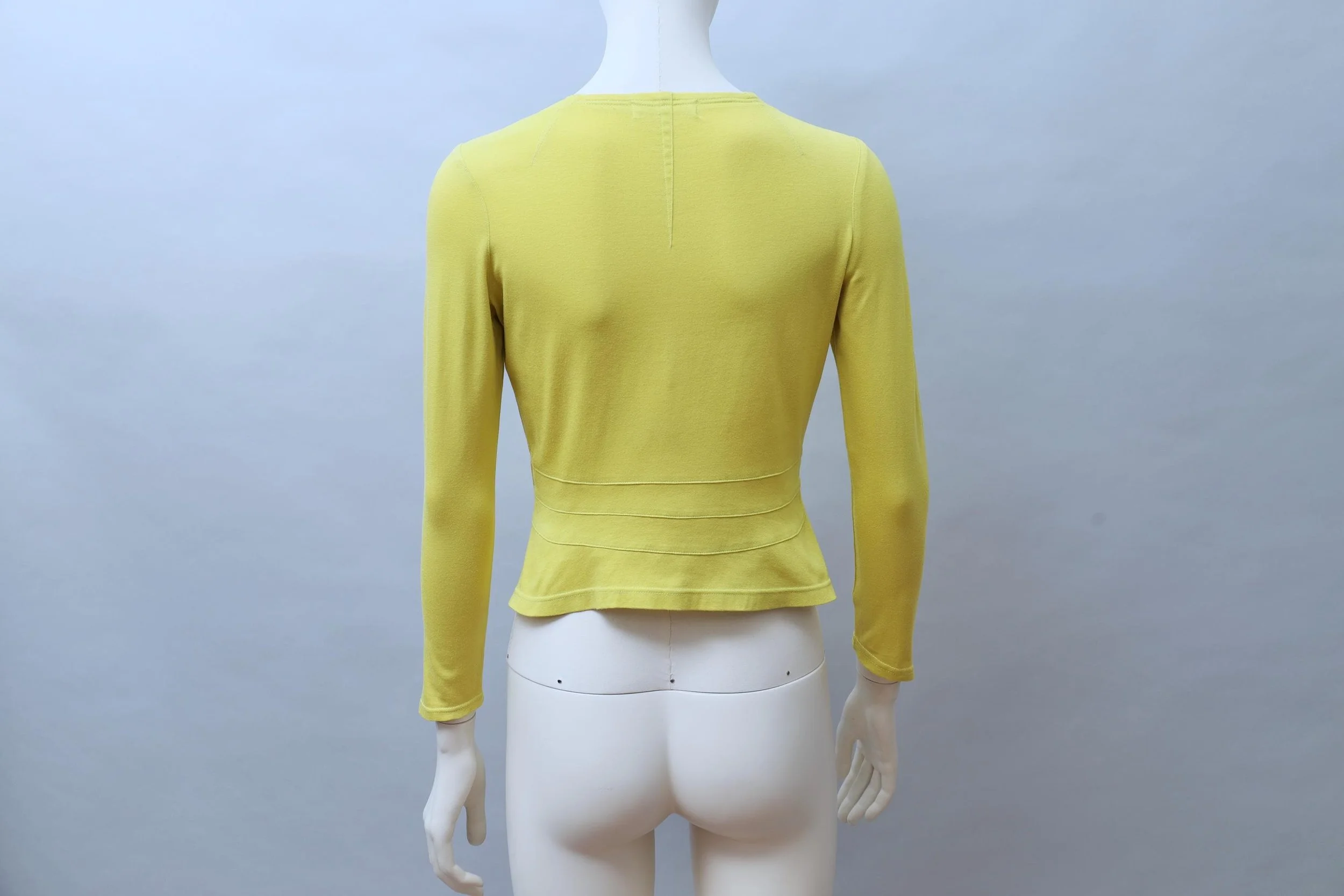 1990s Thierry Mugler bright yellow cotton longsleeve shirt
