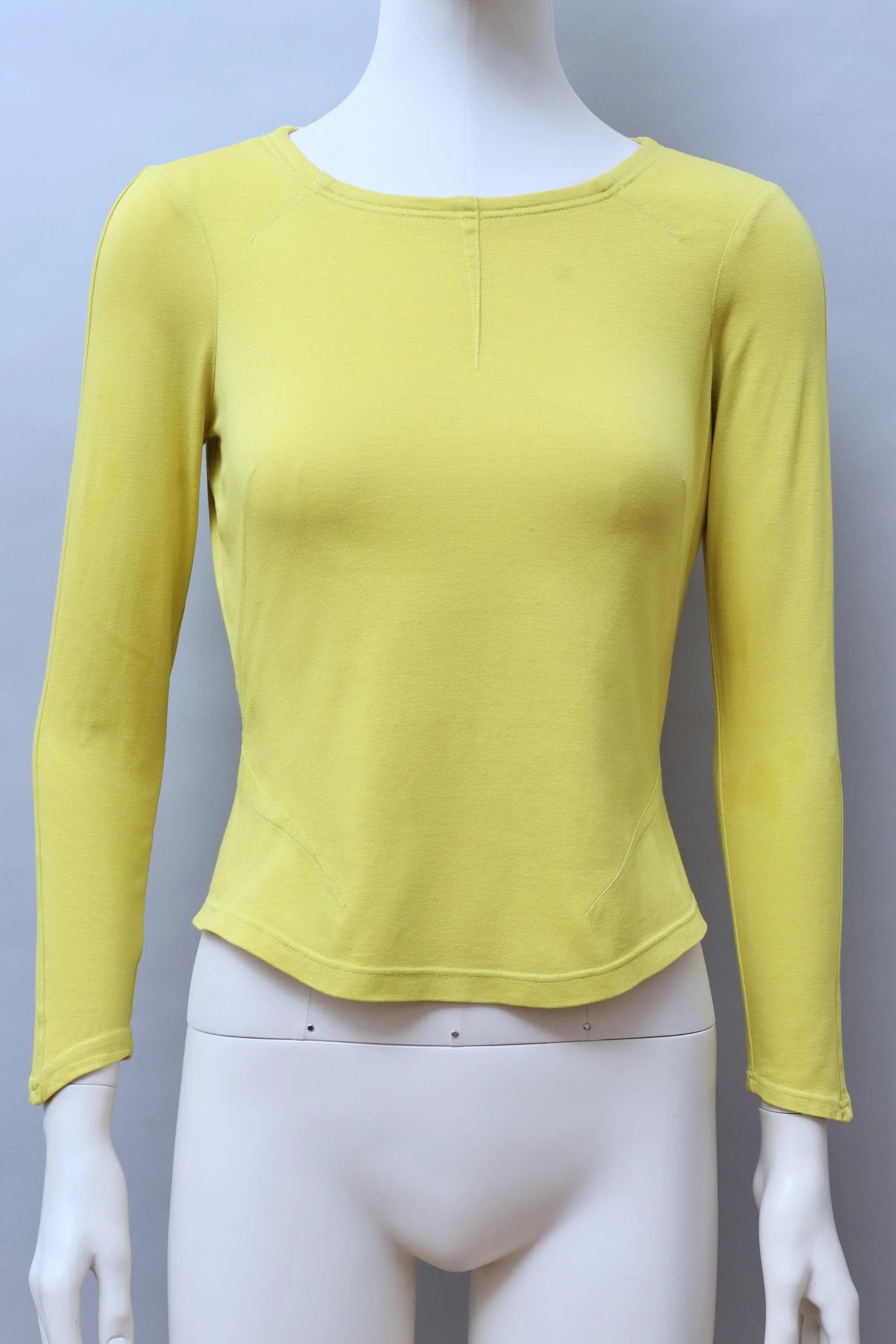 1990s Thierry Mugler bright yellow cotton longsleeve shirt