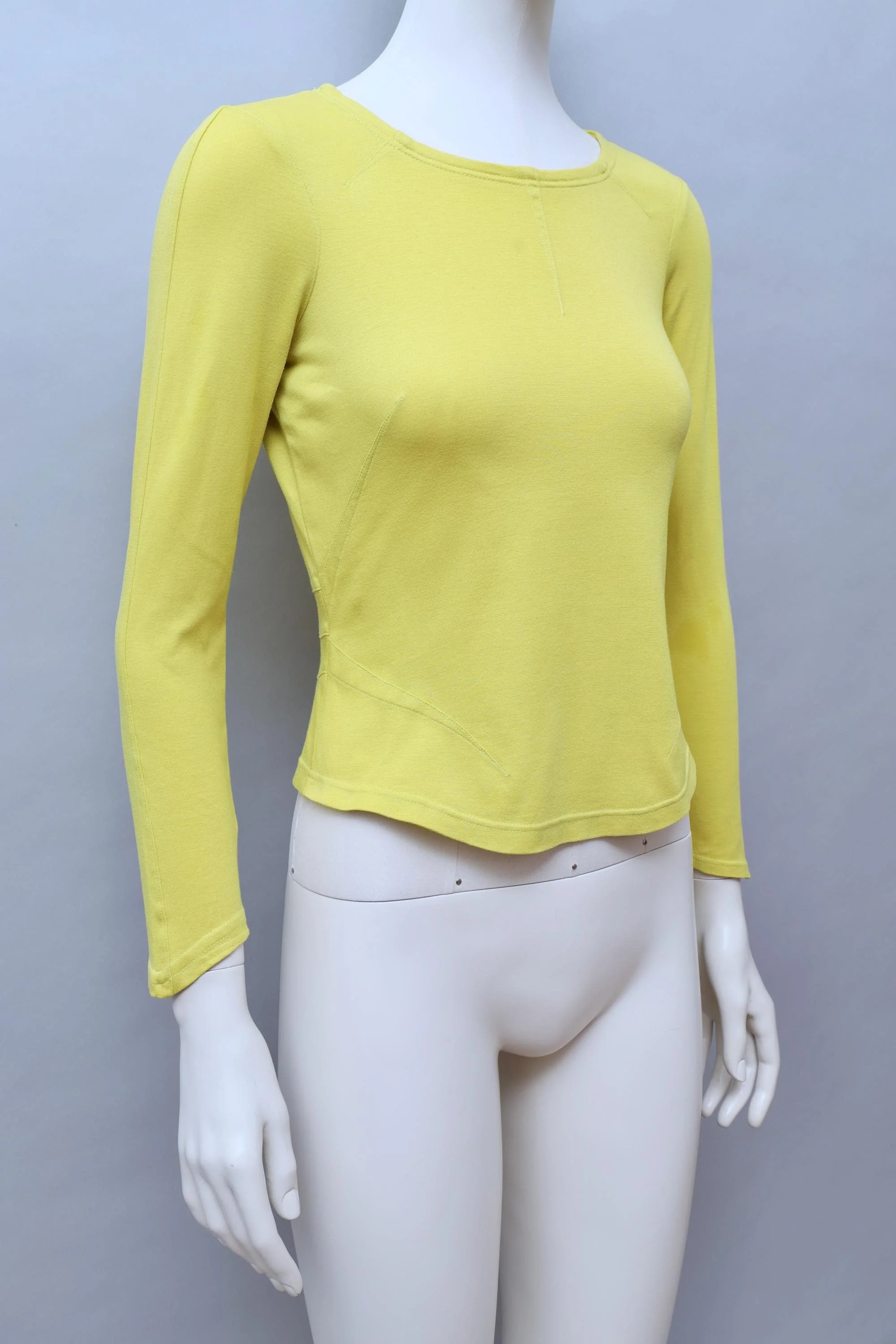 1990s Thierry Mugler bright yellow cotton longsleeve shirt