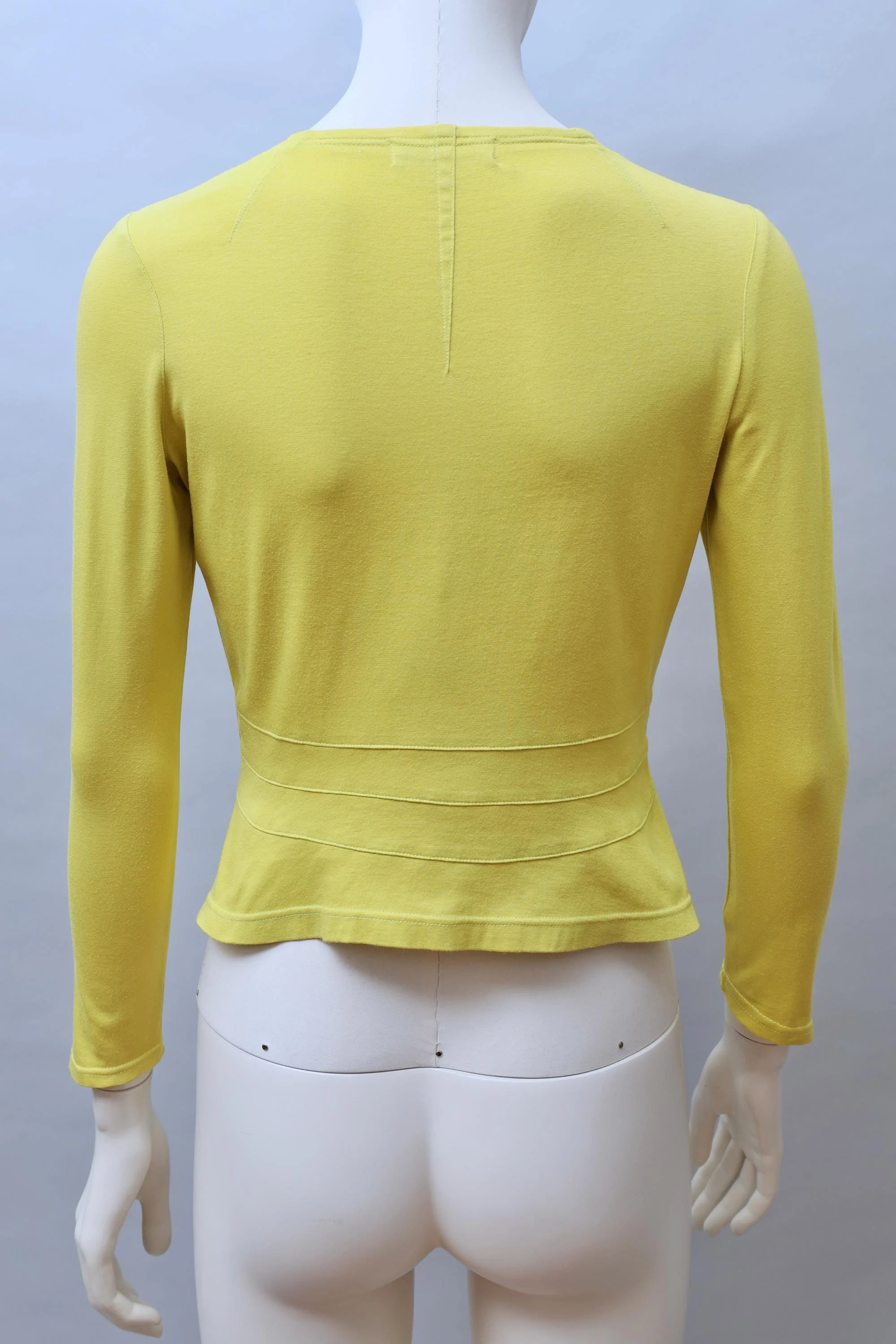 1990s Thierry Mugler bright yellow cotton longsleeve shirt