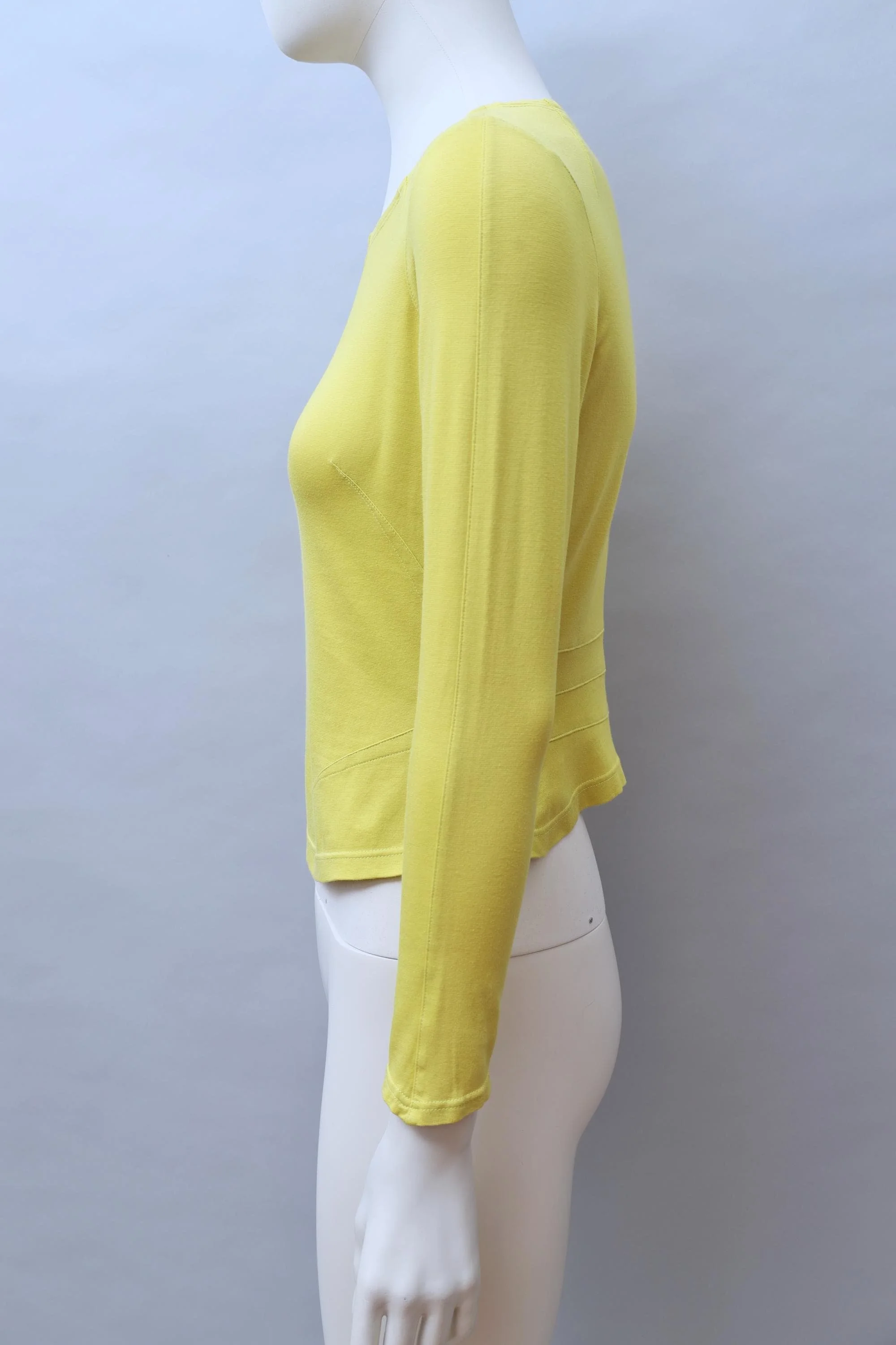 1990s Thierry Mugler bright yellow cotton longsleeve shirt