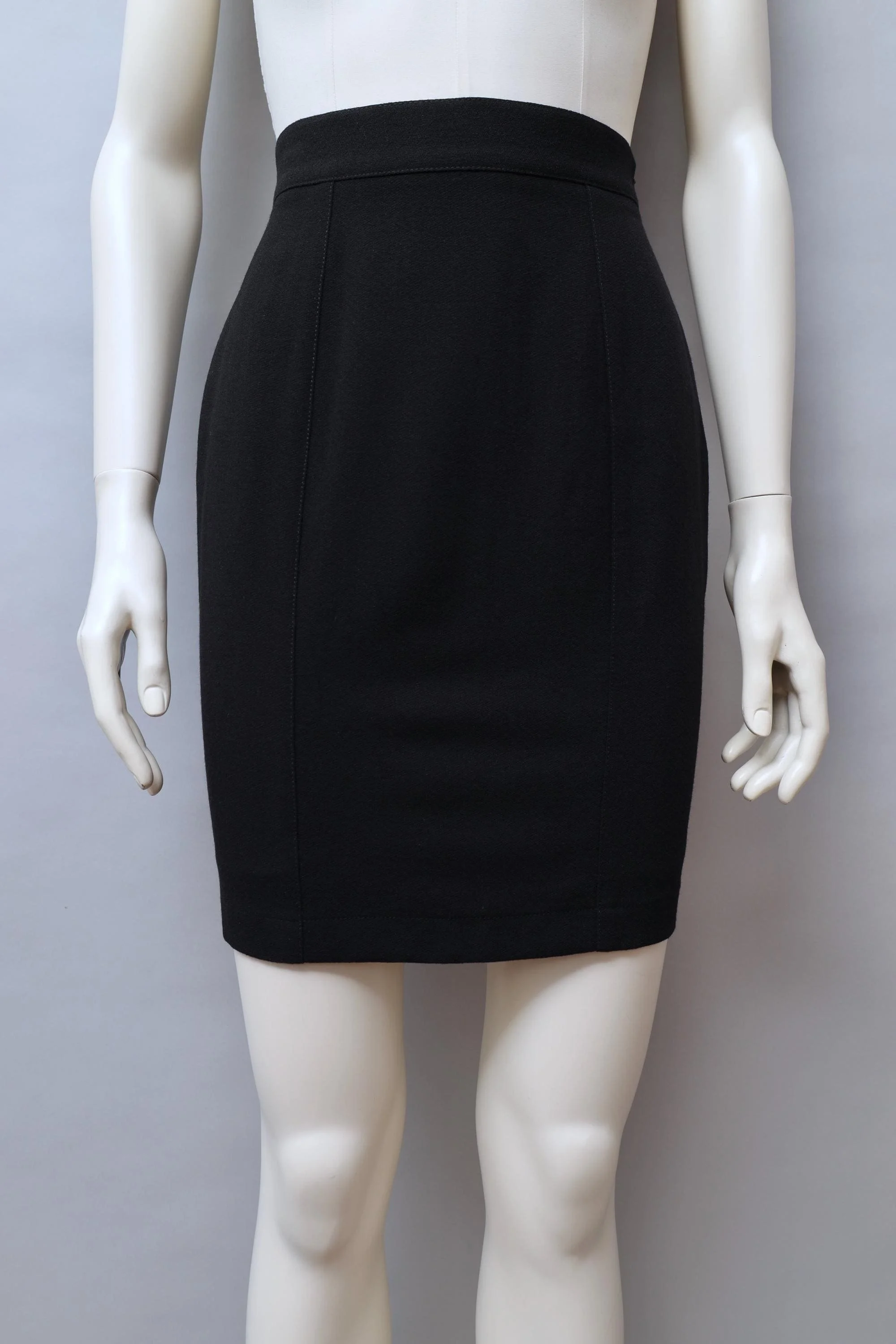 late 1980s / early 1990s Thierry Mugler Activ black wool tulip mini skirt