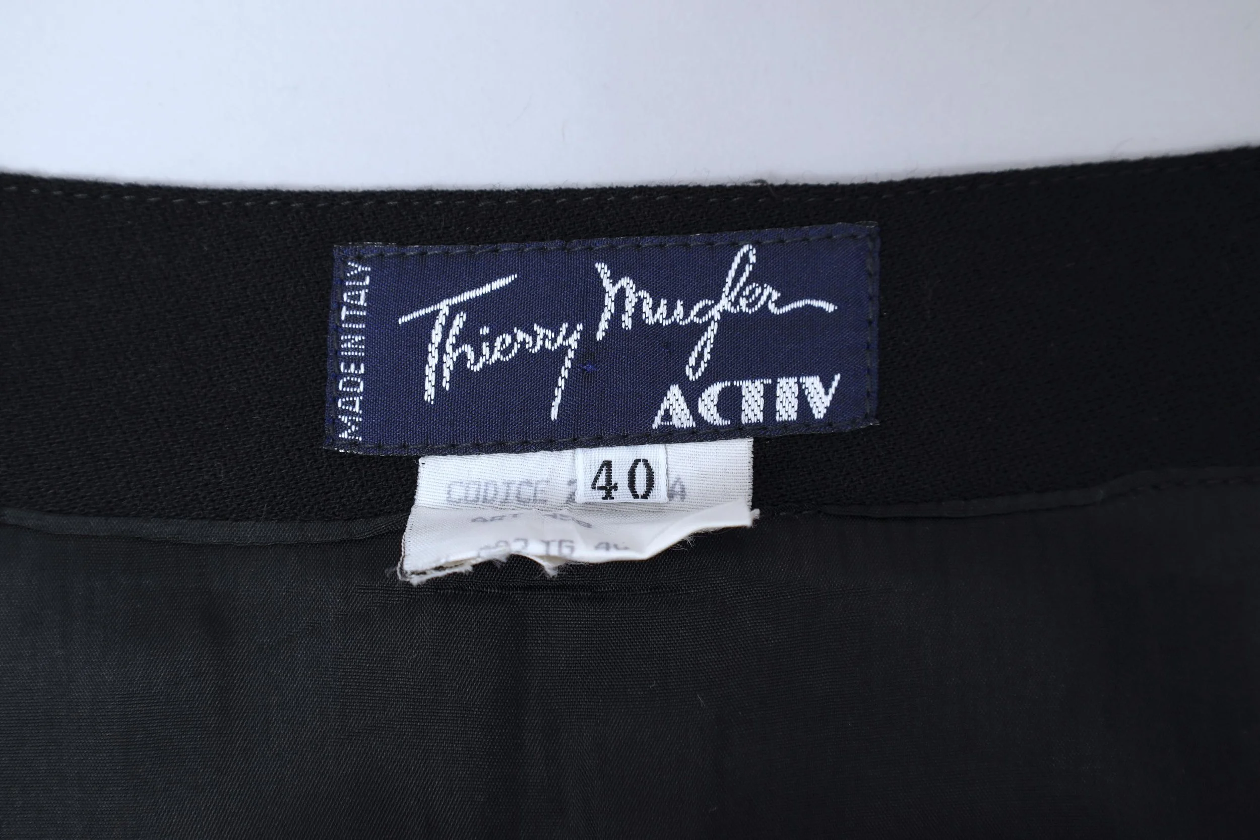 late 1980s / early 1990s Thierry Mugler Activ label tag